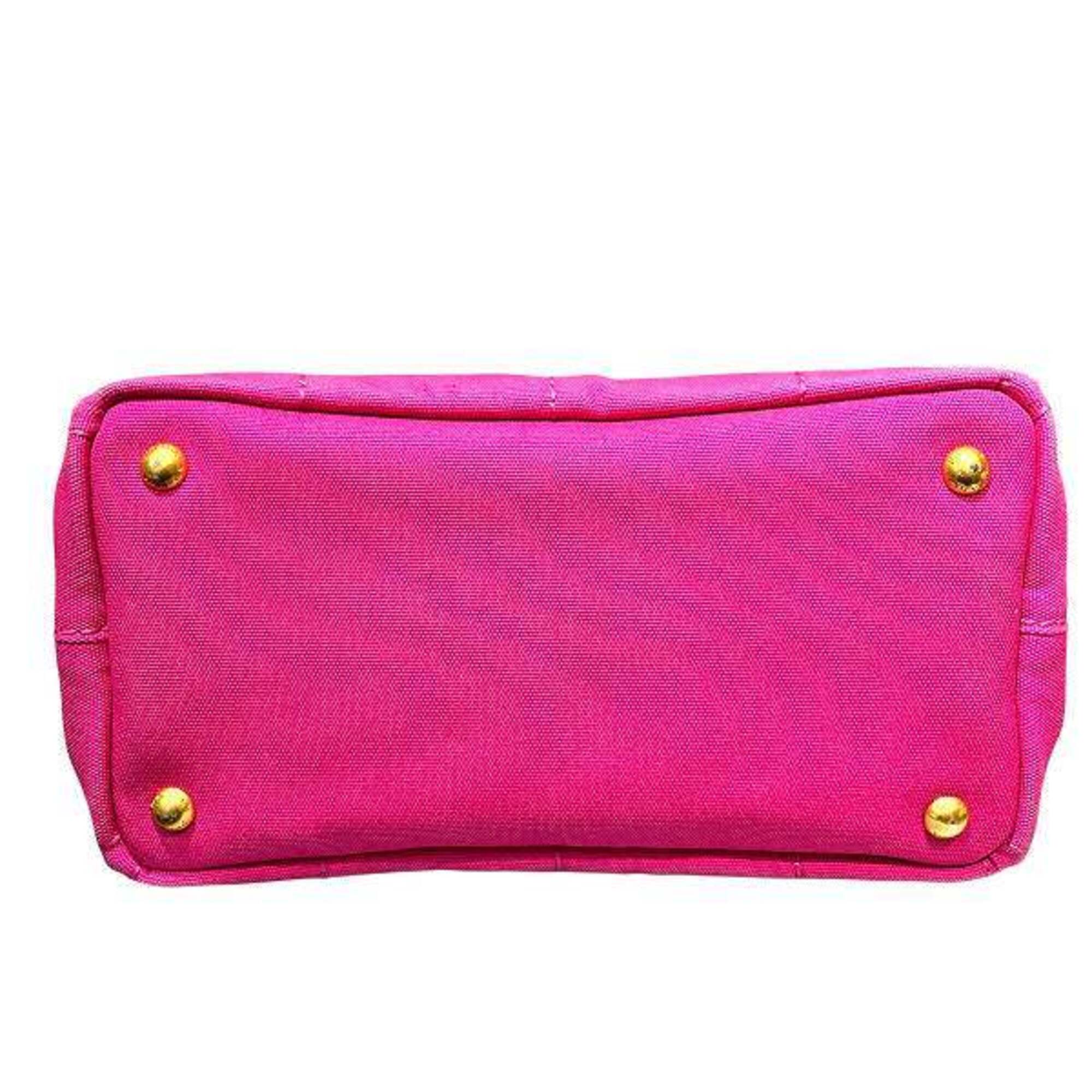 Prada Canapa Pink Canvas Handbag Tote Bag (Pre-Owned)