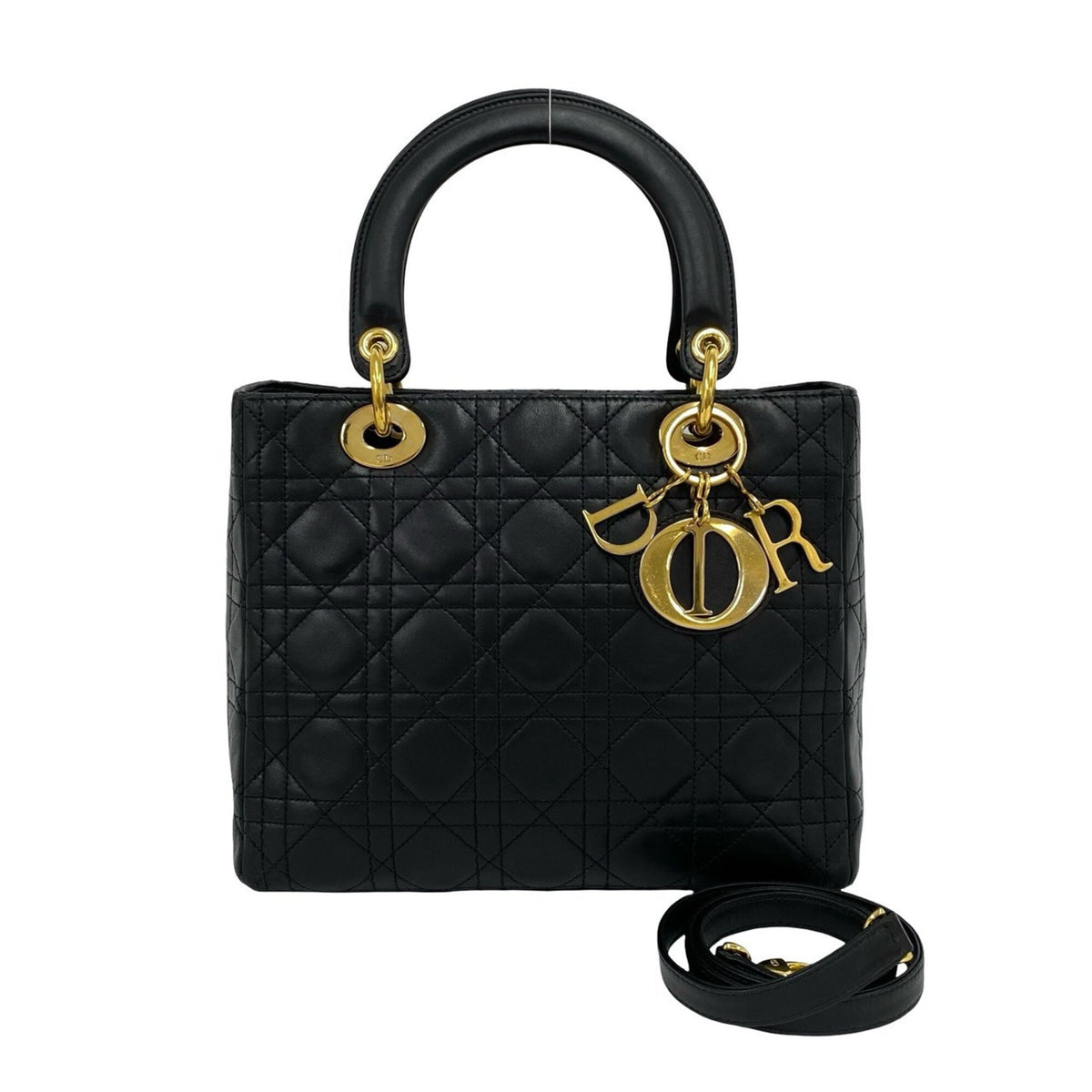 Christian Dior Black Leather Handbag Shoulder Bag (Pre-Owned)