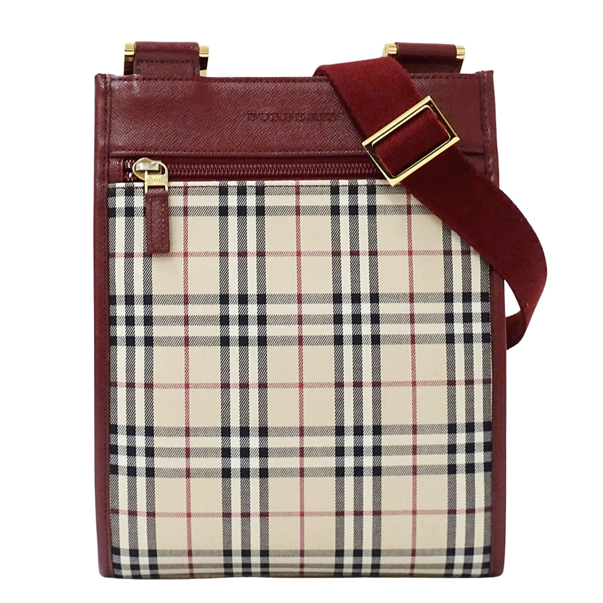 Burberry Beige Bordeaux Canvas Shoulder Bag (Pre-Owned)