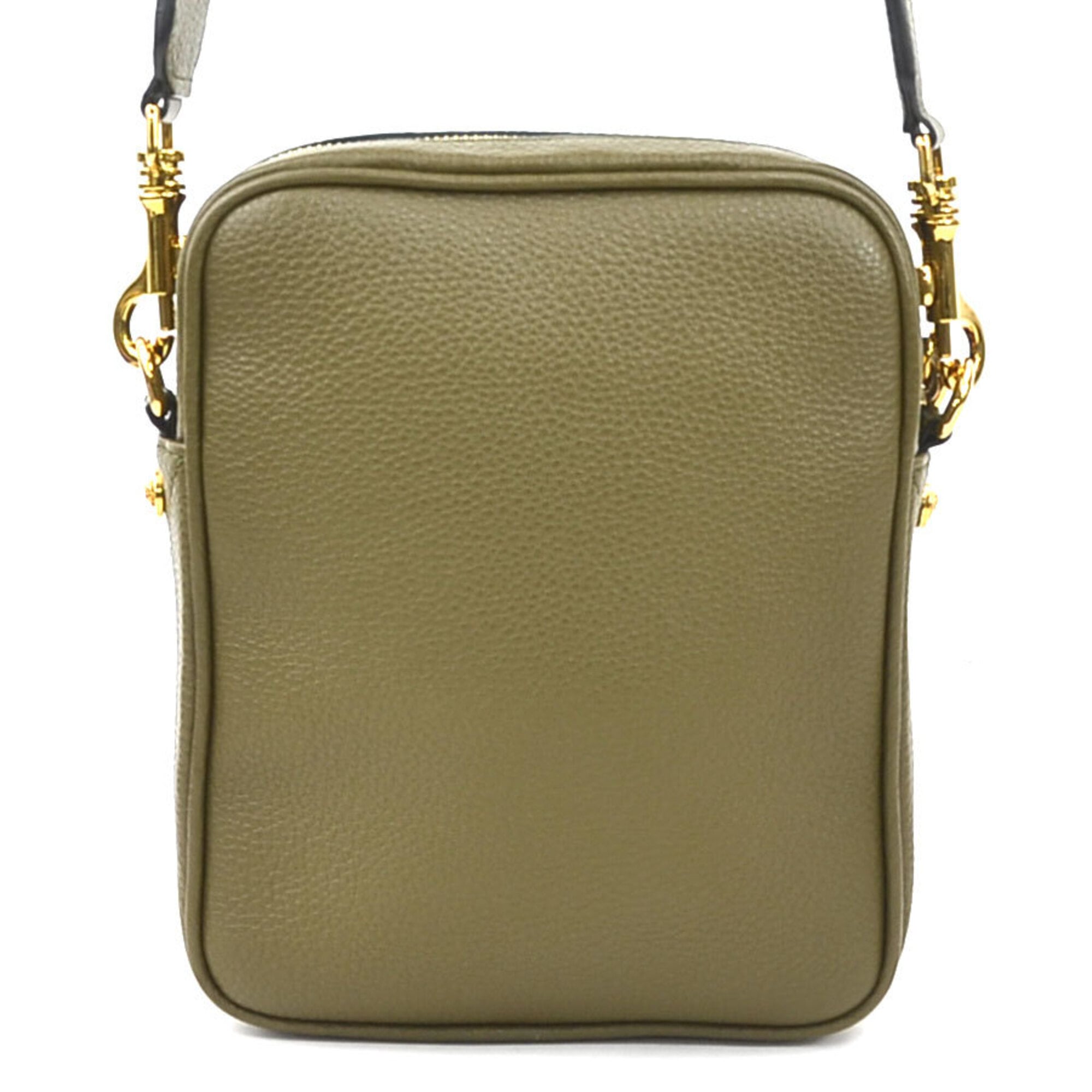 Versace Khaki Leather Shoulder Bag (Pre-Owned)