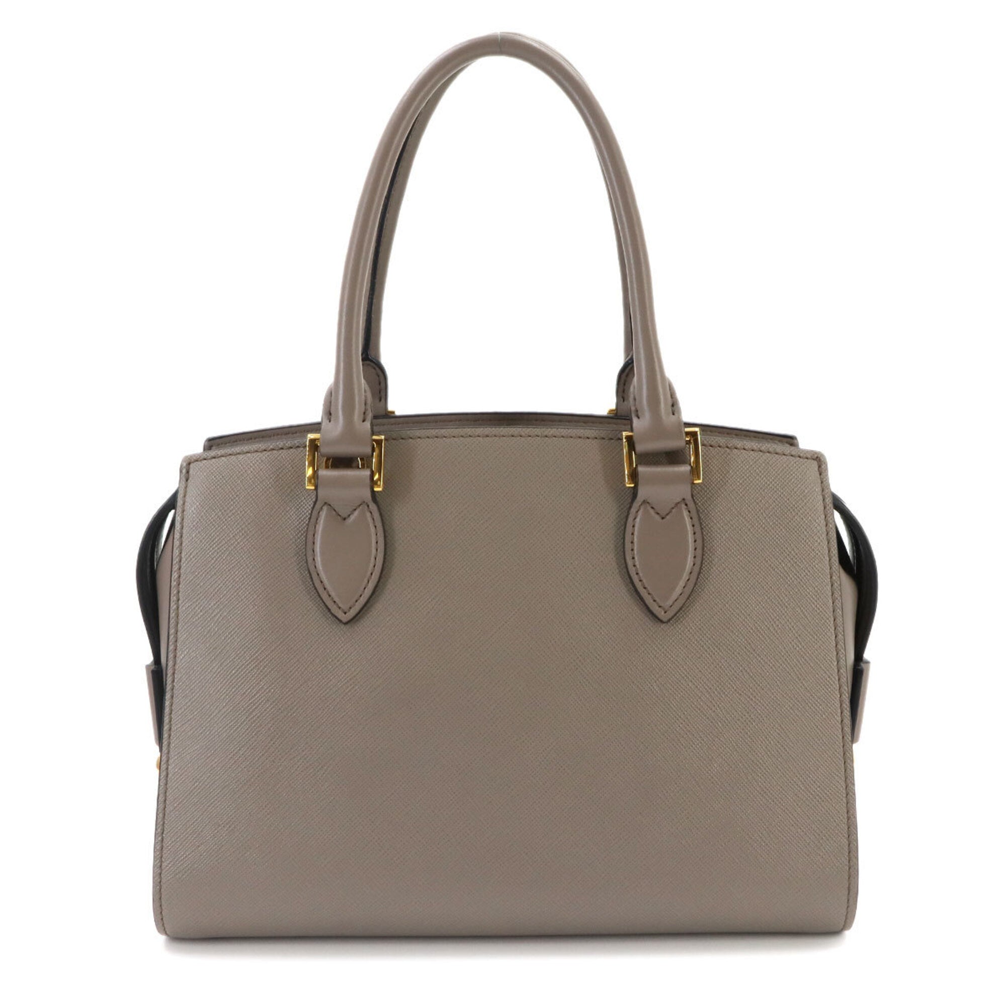 Prada Gray Saffiano Metal Handbag Shoulder Bag (Pre-Owned)