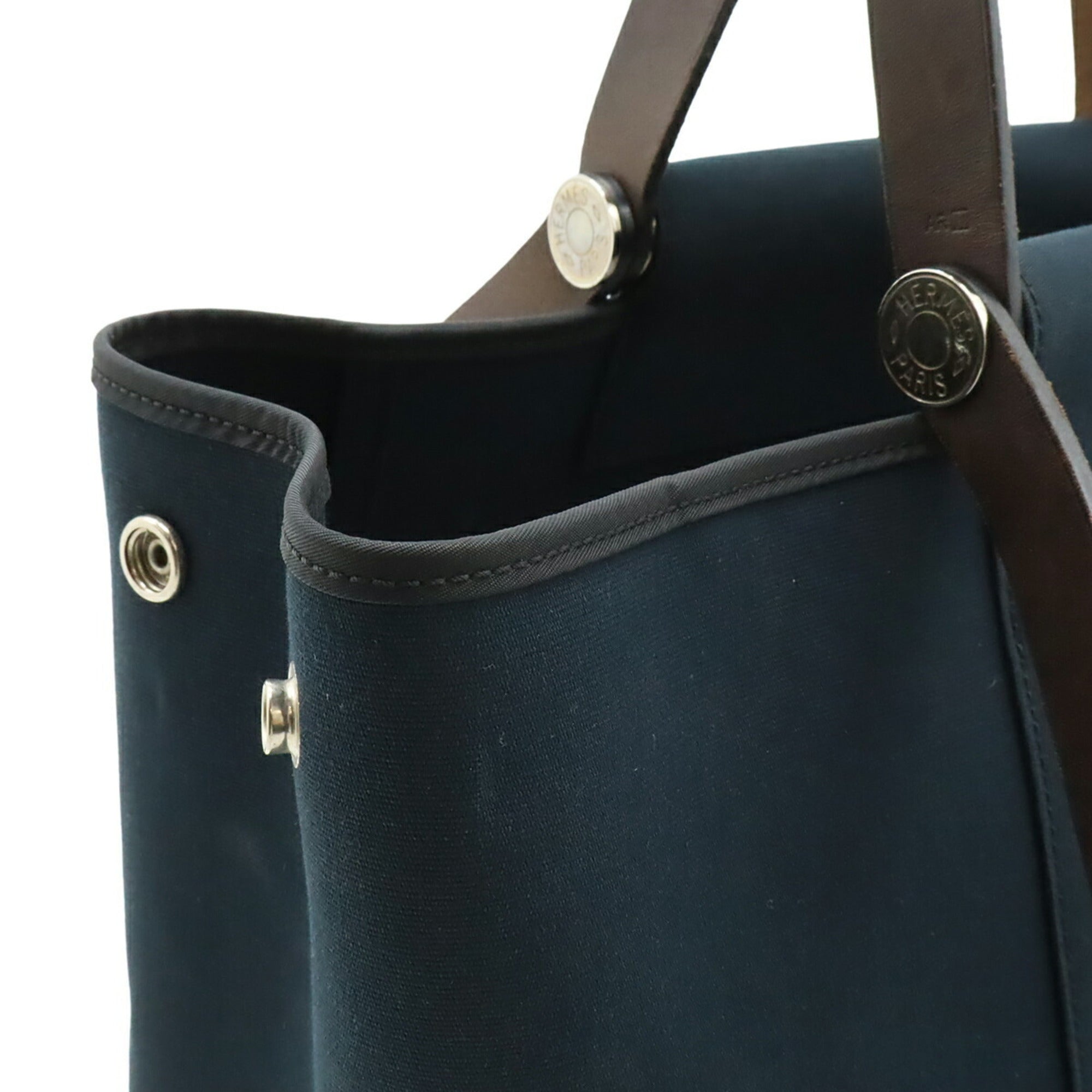Hermes Black Toile Officier Handbag Shoulder Bag Tote Bag (Pre-Owned)