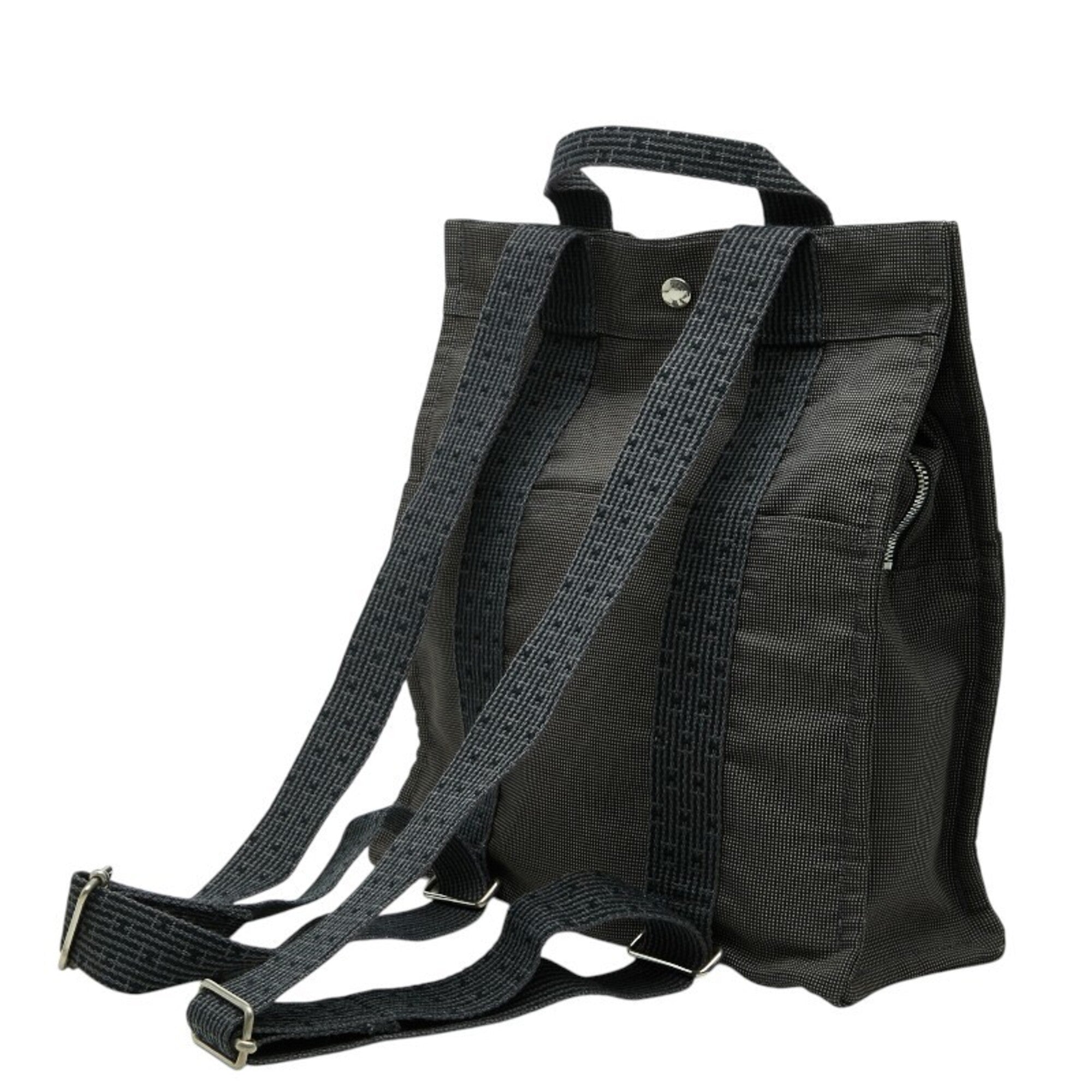 Hermes Gray Canvas Backpack Handbag (Pre-Owned)