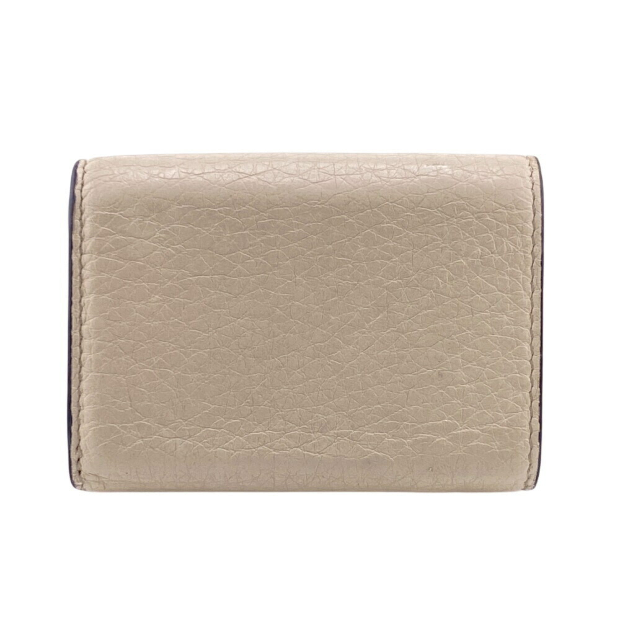 Fendi Beige Leather Wallet (Tri-Fold) (Pre-Owned)