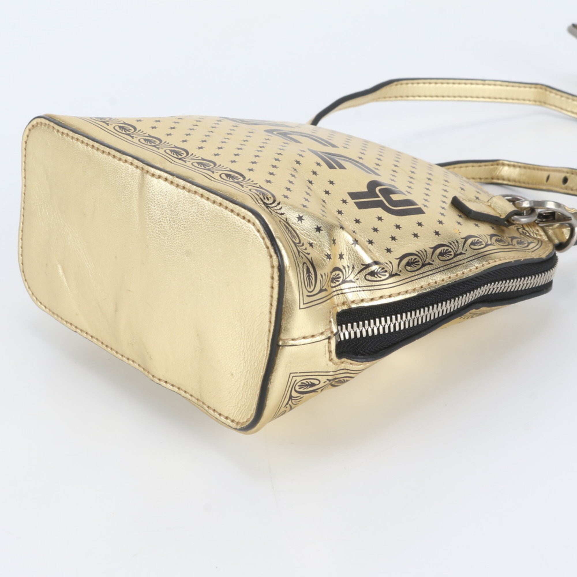 Gucci Black Gold Leather Shoulder Bag (Pre-Owned)