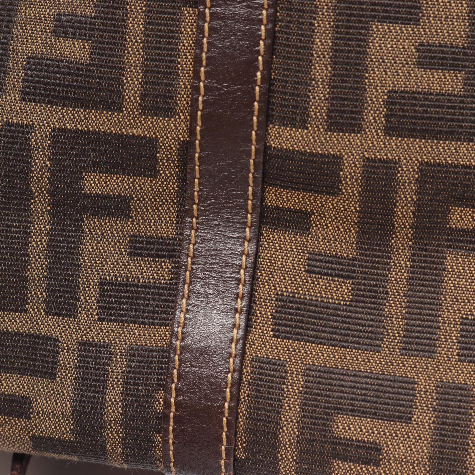 Fendi Black Brown Canvas Leather Handbag Tote Bag (Pre-Owned)