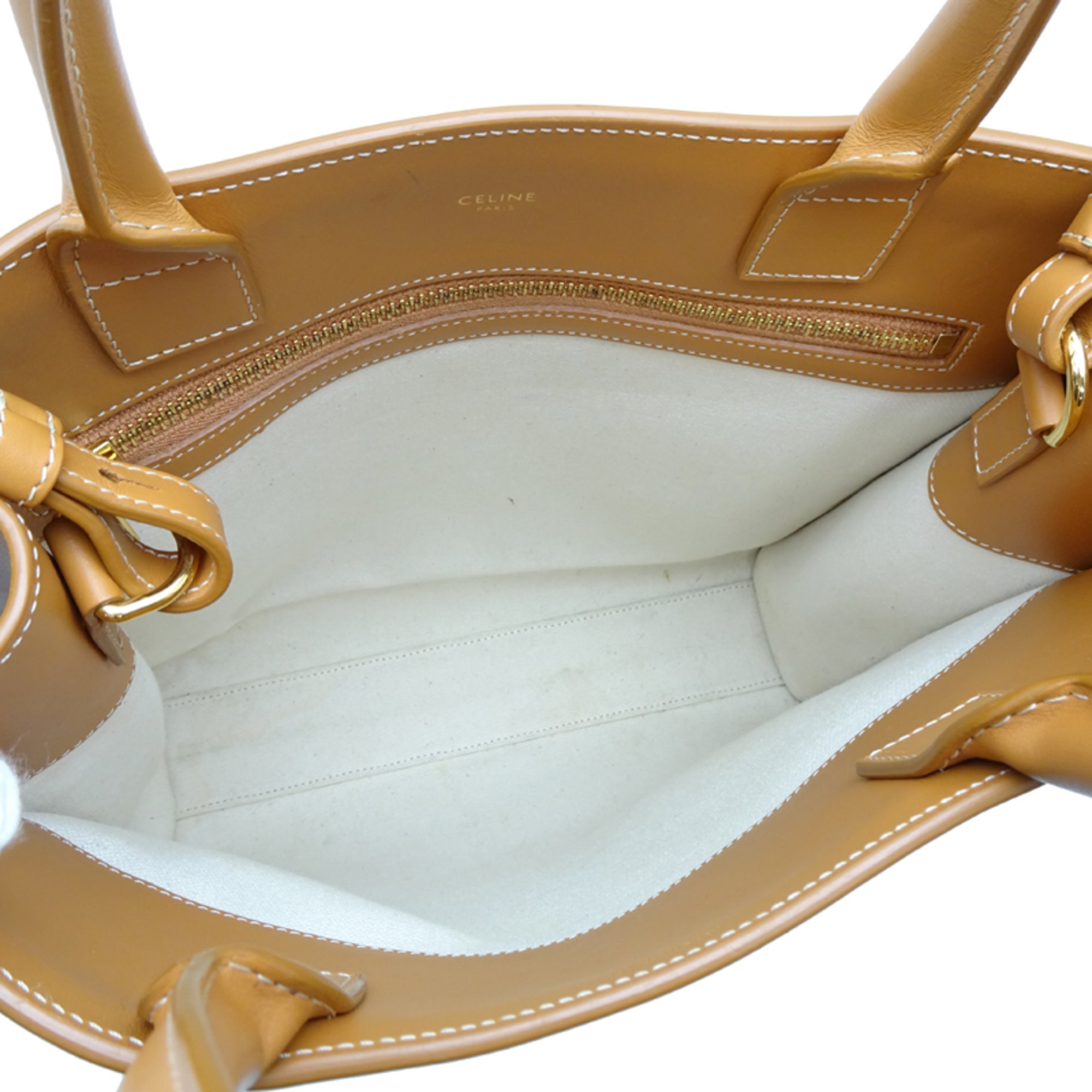 Celine Brown White Coated Canvas Leather Tote Bag (Pre-Owned)
