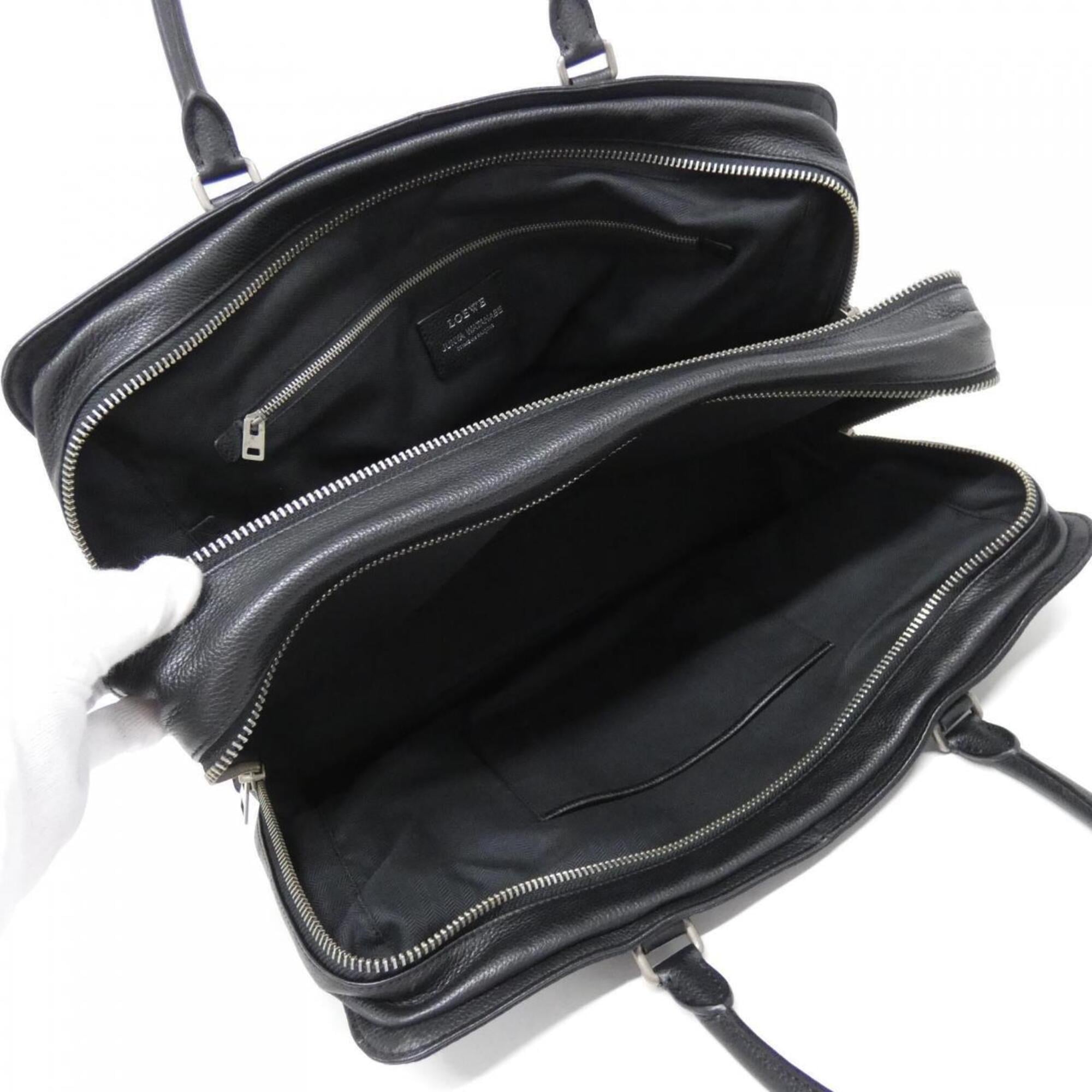 Loewe Black Leather Denim Canvas Handbag (Pre-Owned)