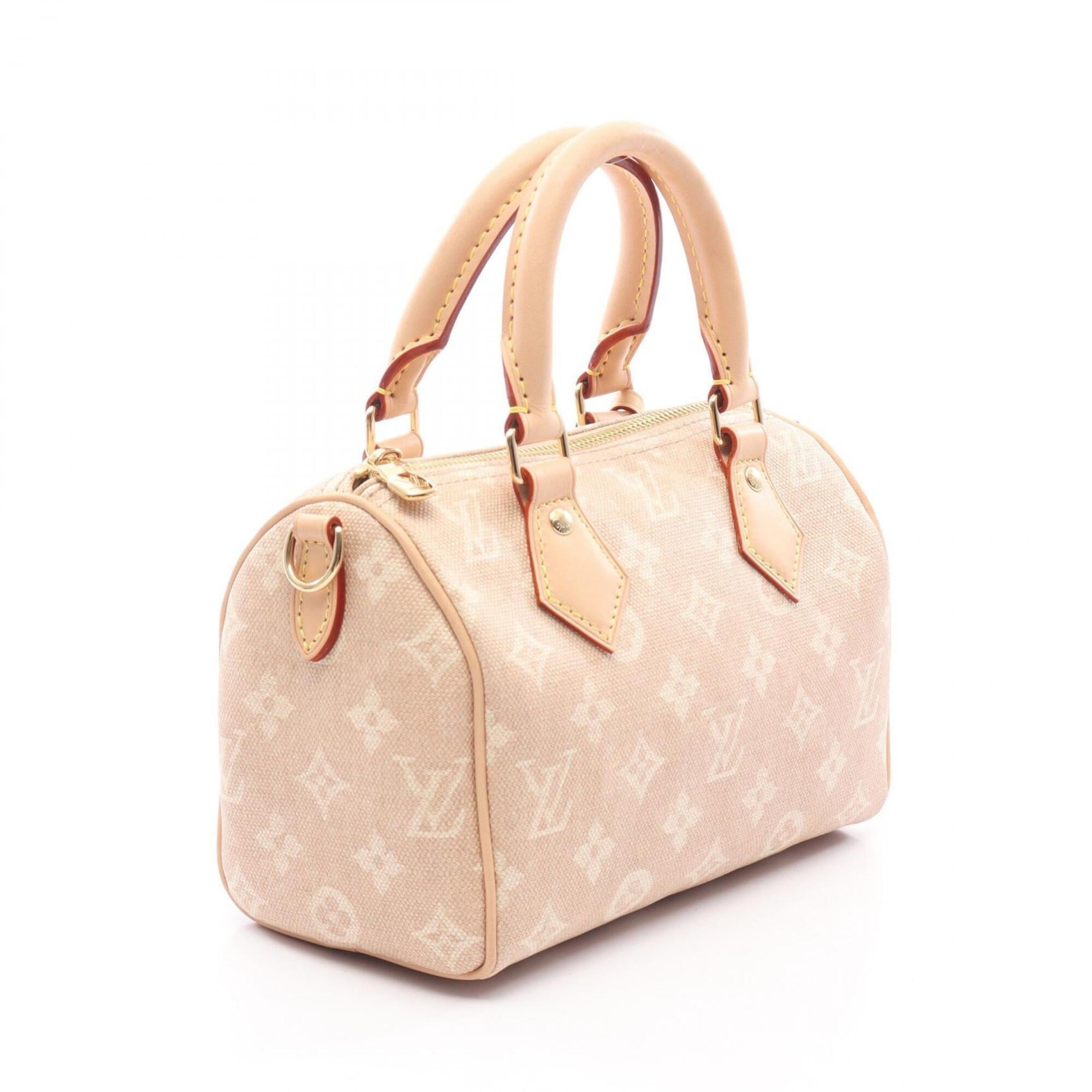Louis Vuitton Beige Brown Canvas Leather Handbag (Pre-Owned)