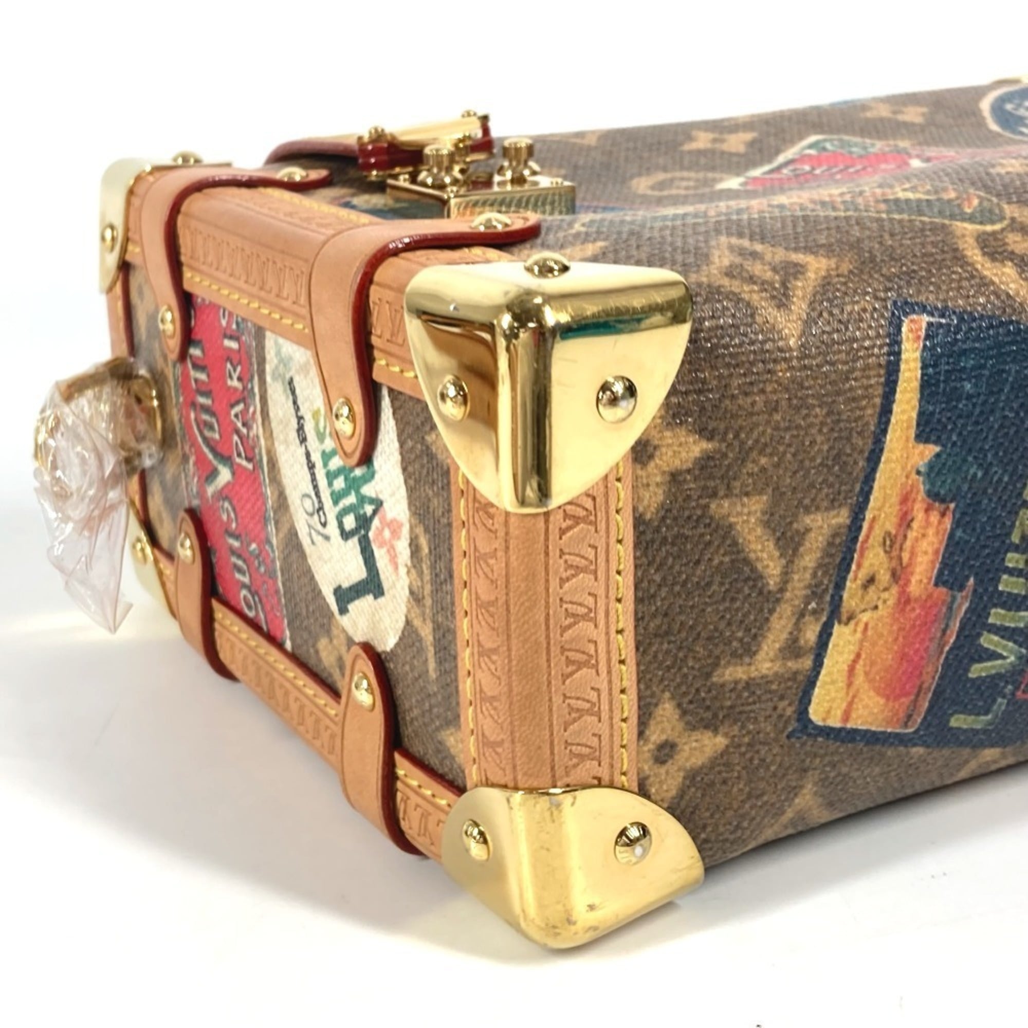 Louis Vuitton Brown Multi-Color Leather Coated Canvas Clutch Bag Handbag Shoulder Bag (Pre-Owned)