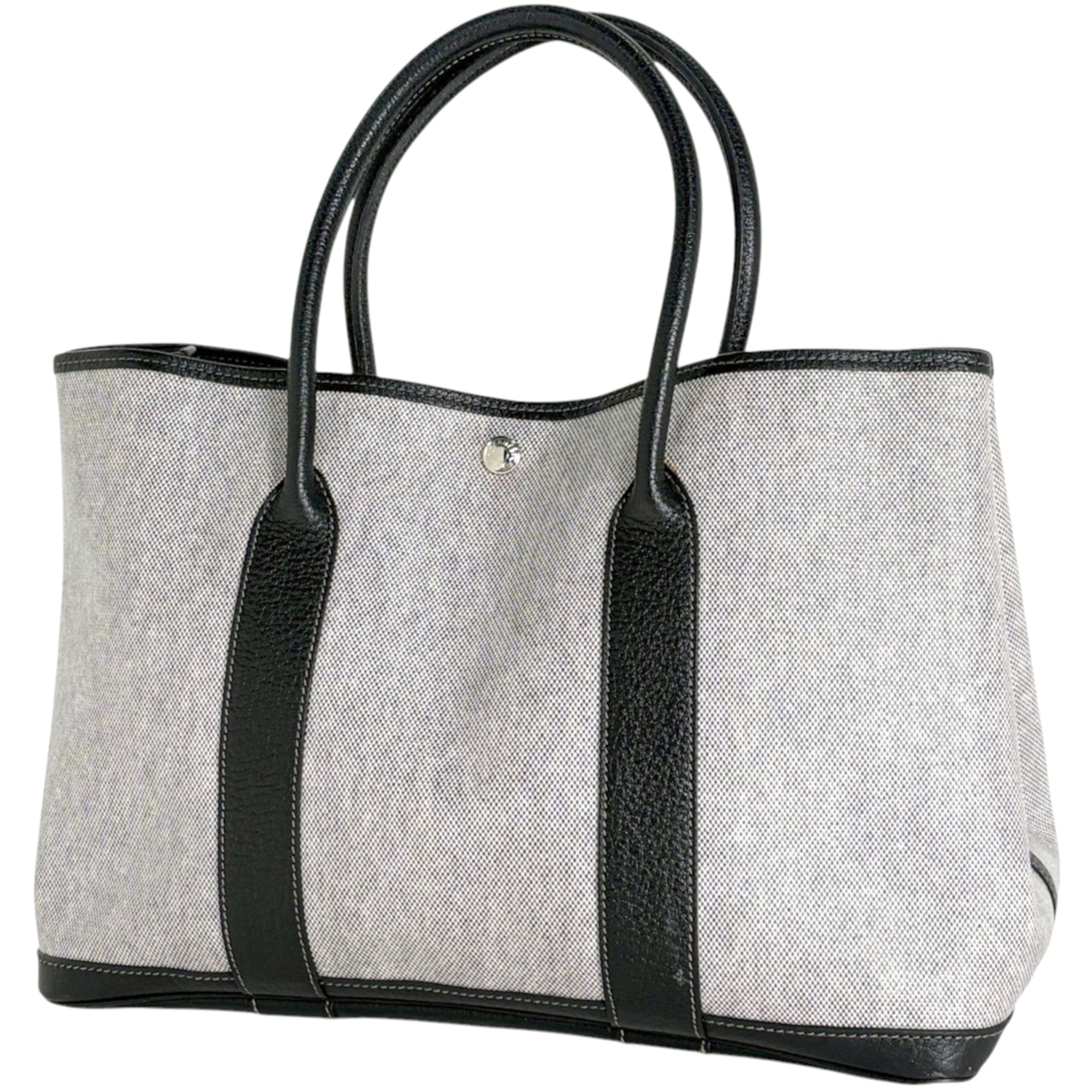 Hermes Black Gray Toile H Tote Bag (Pre-Owned)
