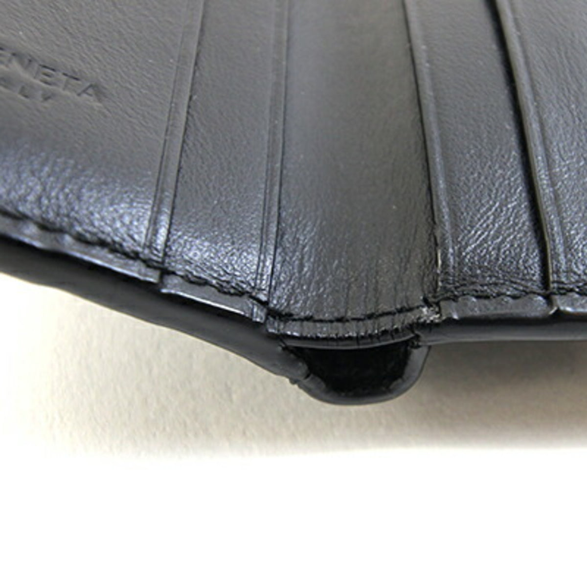 Bottega Veneta Intrecciato Black Leather Wallet (Tri-Fold) (Pre-Owned)