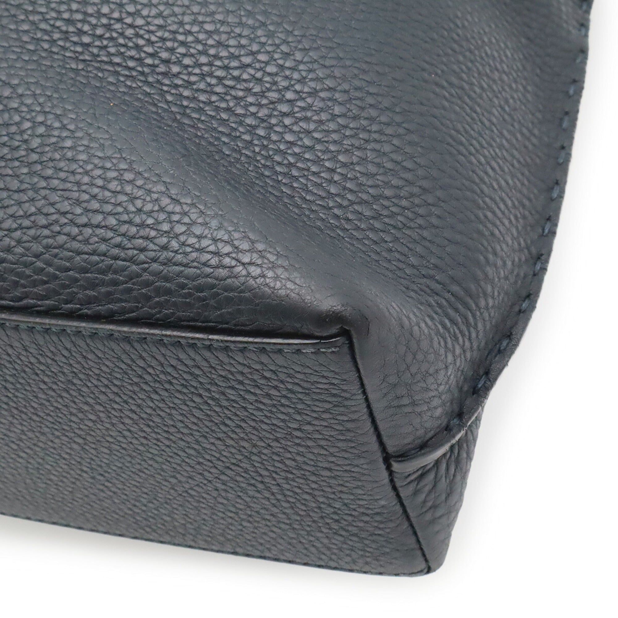 Fendi Selleria Navy Leather Shoulder Bag Tote Bag (Pre-Owned)