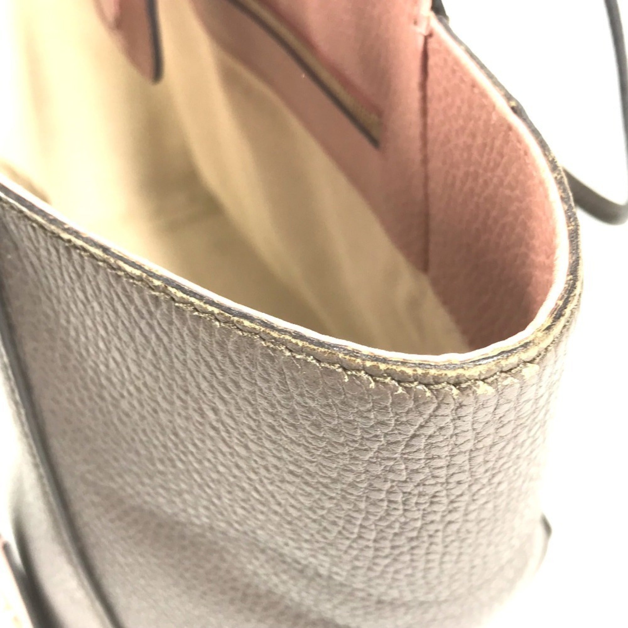 Gucci Gray Pink Leather Shoulder Bag Tote Bag (Pre-Owned)