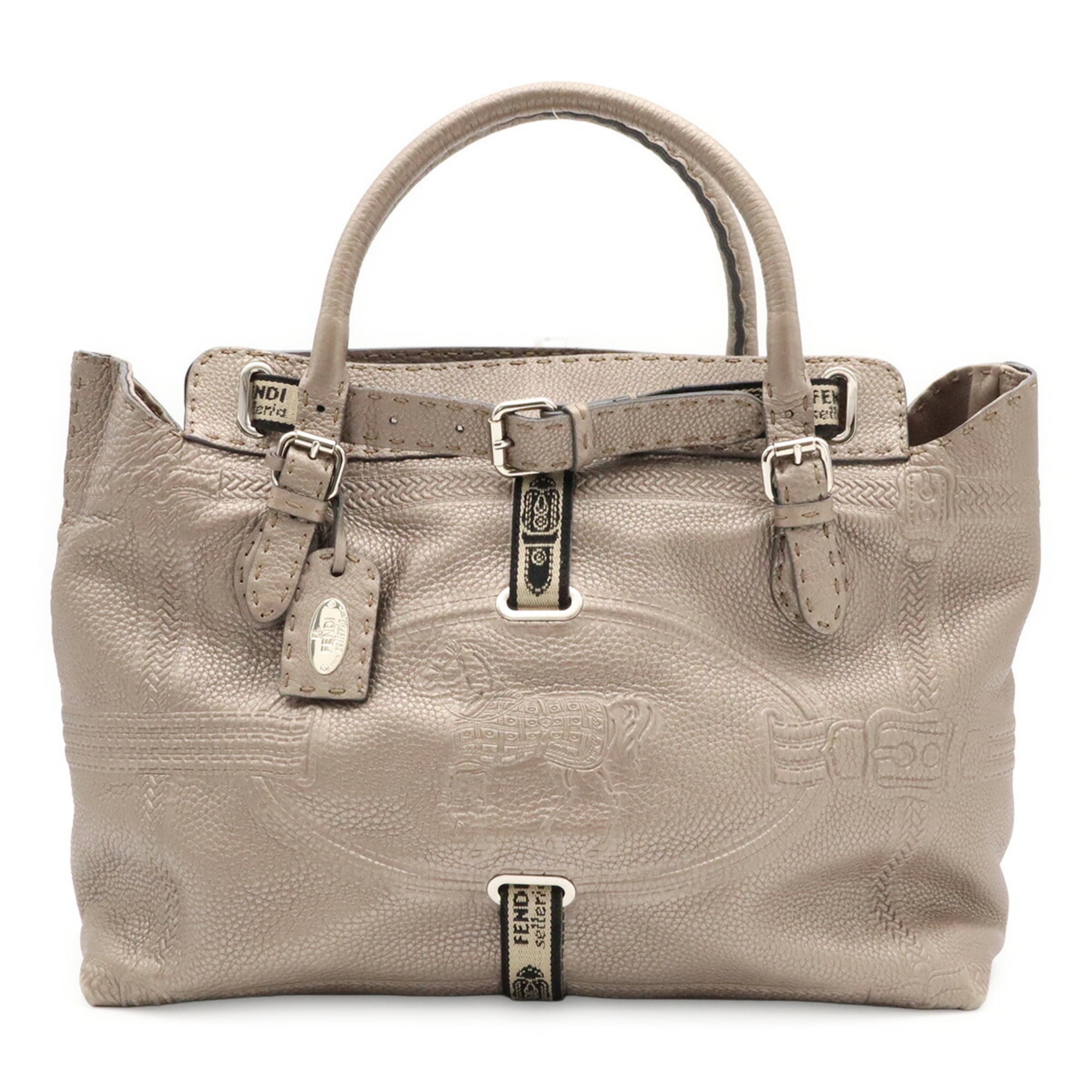 Fendi Selleria Grayish Leather Handbag (Pre-Owned)