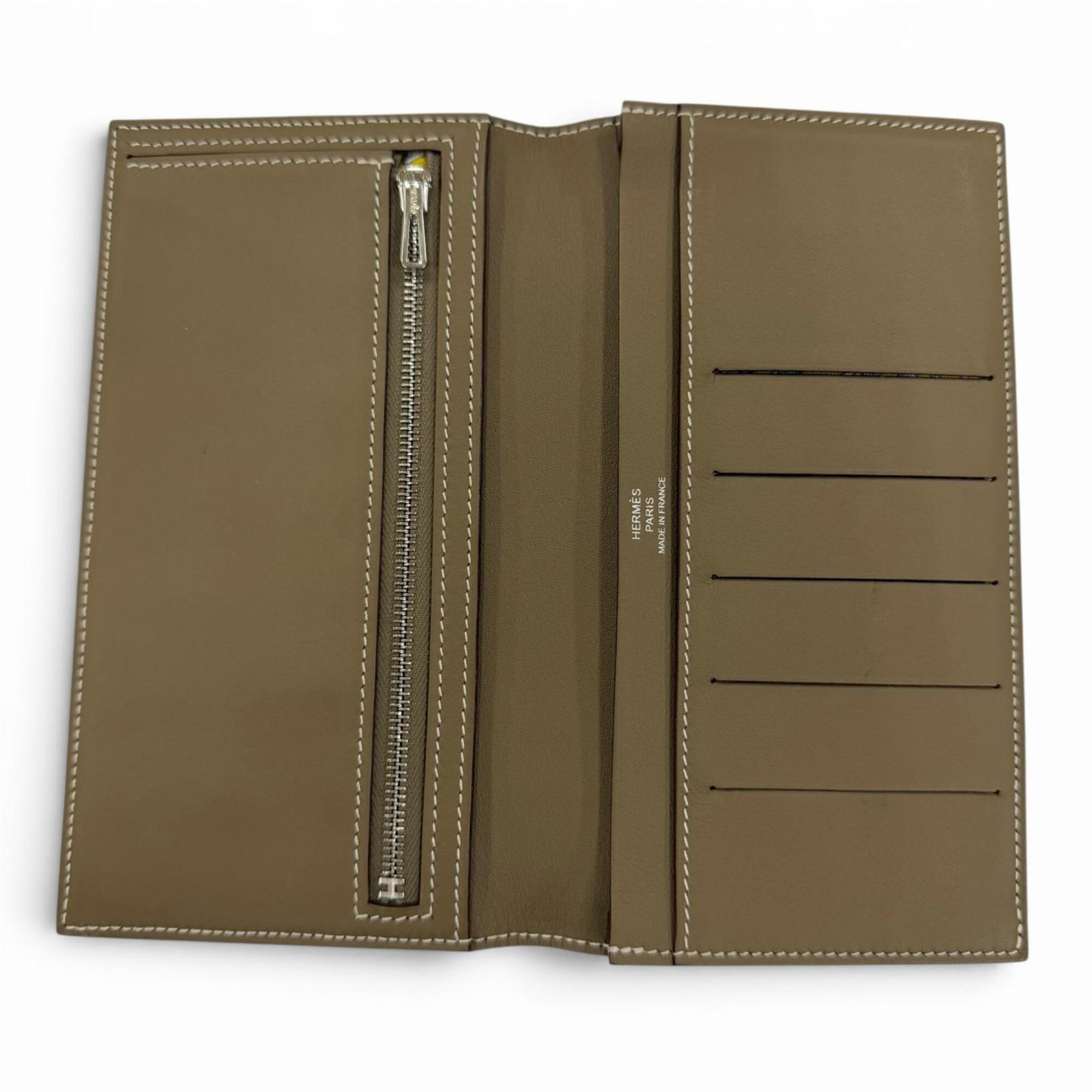 Hermes Etoupe Gray Leather Long Wallet (Bi-Fold) (Pre-Owned)