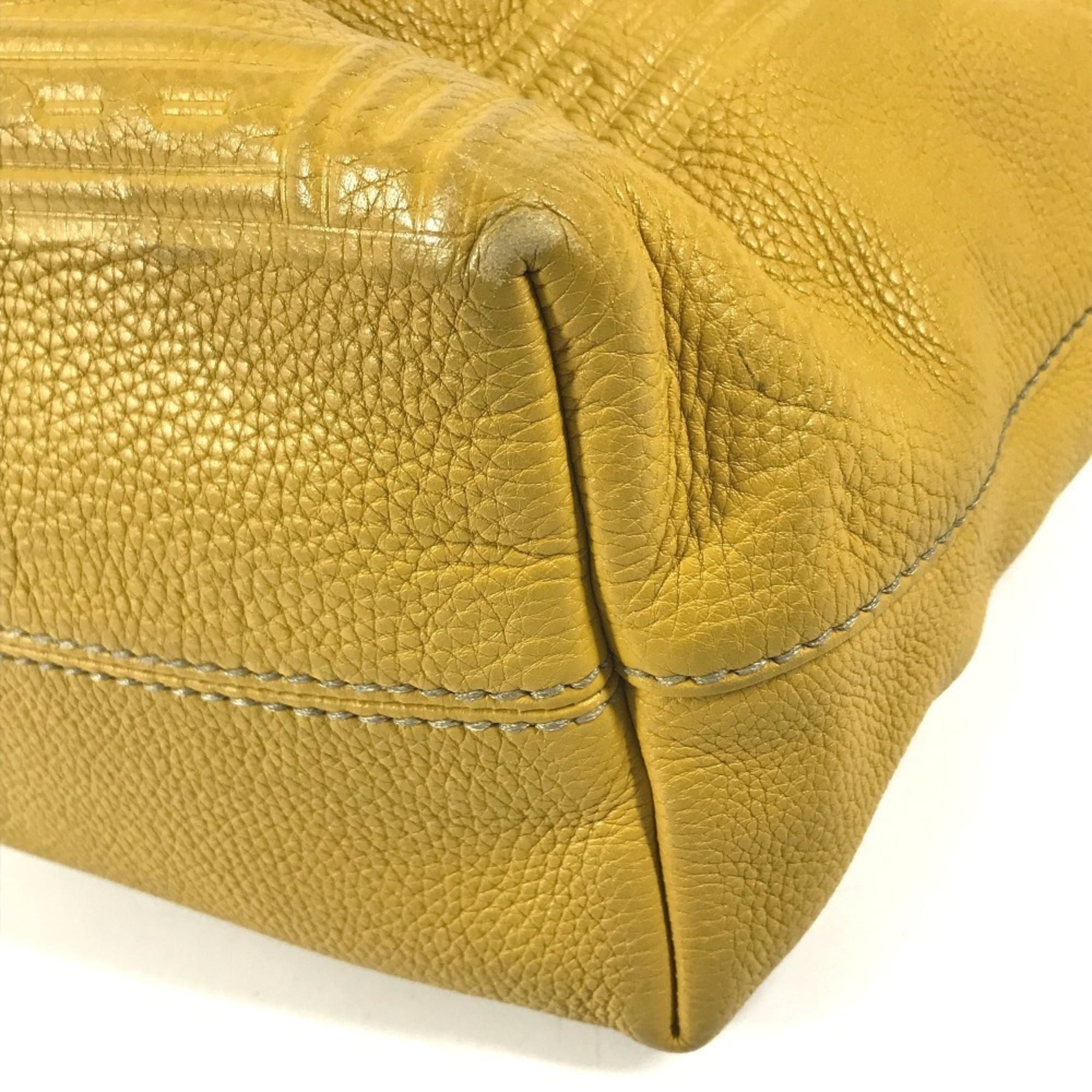 Fendi Yellow Leather Shoulder Bag Tote Bag (Pre-Owned)