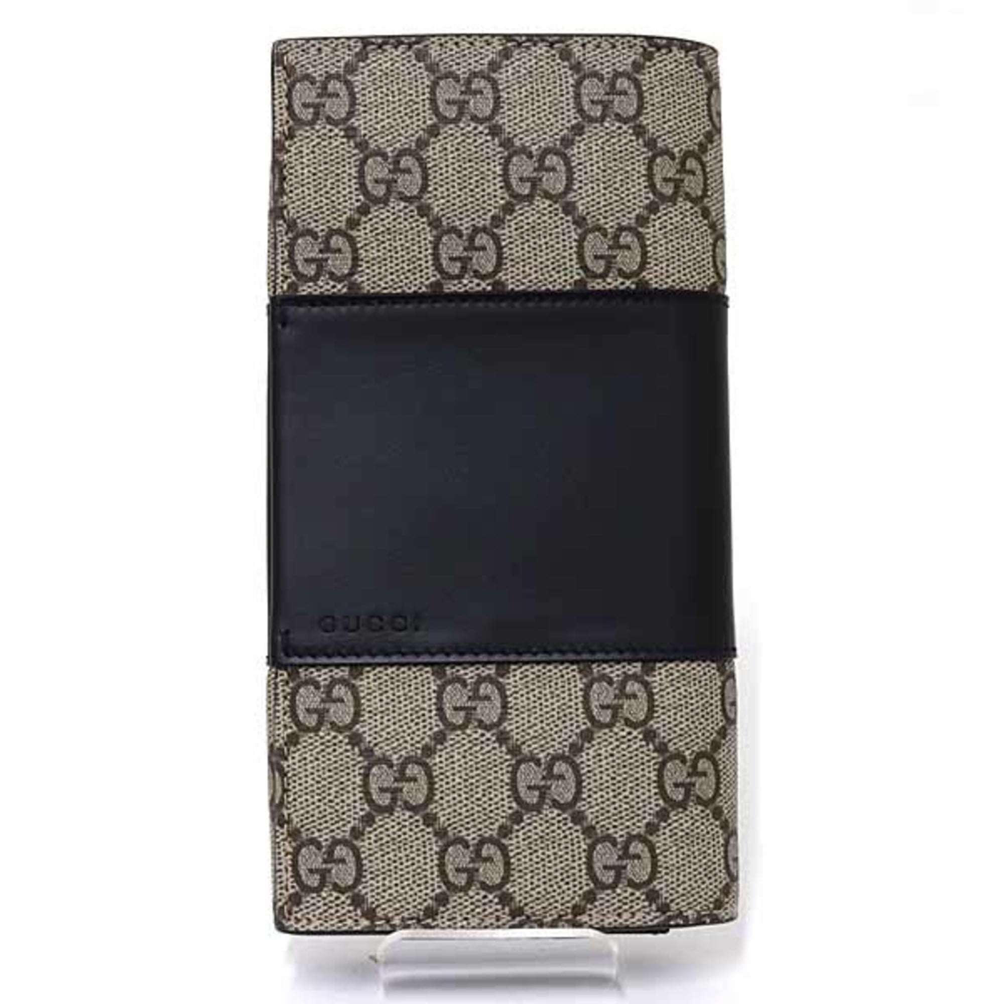 Gucci Beige Black Gg Supreme Leather Long Wallet (Bi-Fold) (Pre-Owned)