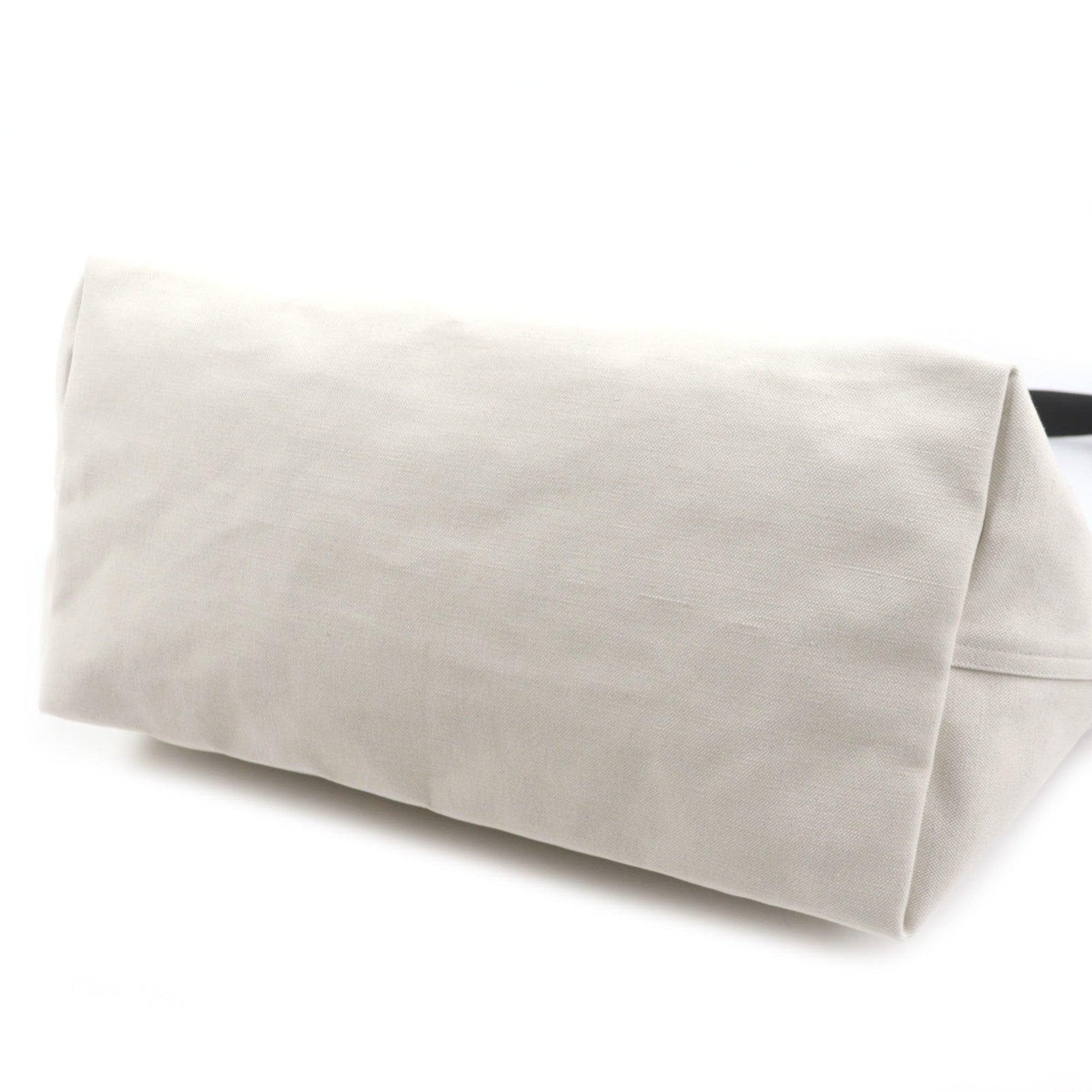 Saint Laurent Beige Brown Canvas Leather Shopping Bag Tote Bag (Pre-Owned)