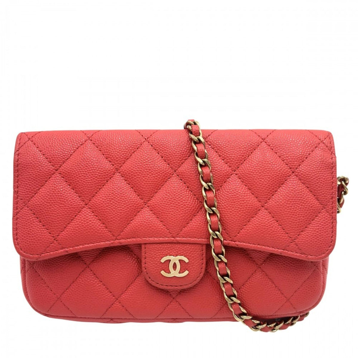 Chanel Matelasse Red Color Grained Calfskin Pouch (Pre-Owned)