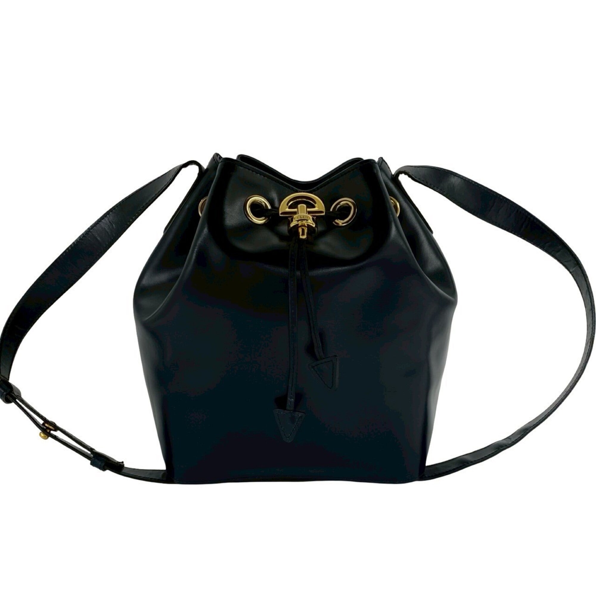 Celine Navy Leather Pochette Shoulder Bag (Pre-Owned)