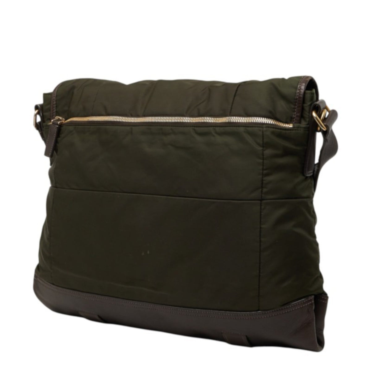Prada Khaki Nylon Leather Messenger Bag Shoulder Bag (Pre-Owned)