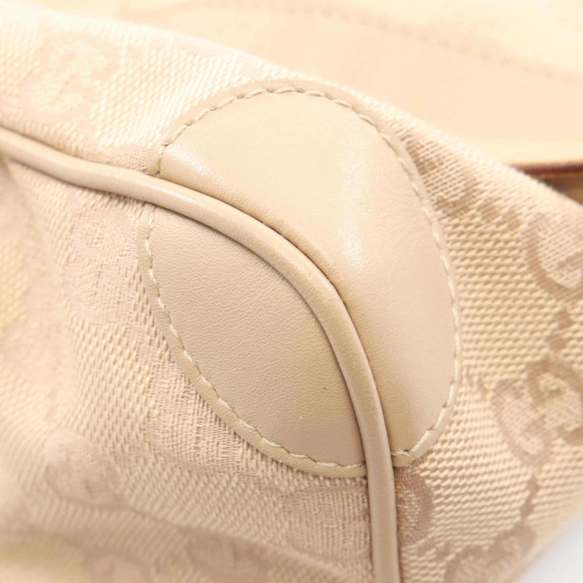 Gucci Beige Canvas Leather Handbag (Pre-Owned)