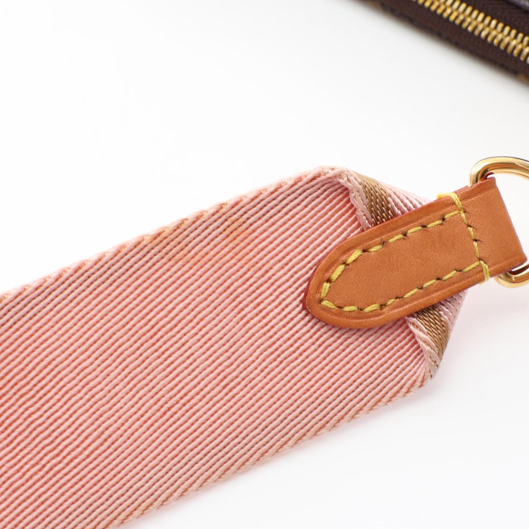 Louis Vuitton Brown Pink Pvc Leather Handbag Pochette Shoulder Bag (Pre-Owned)
