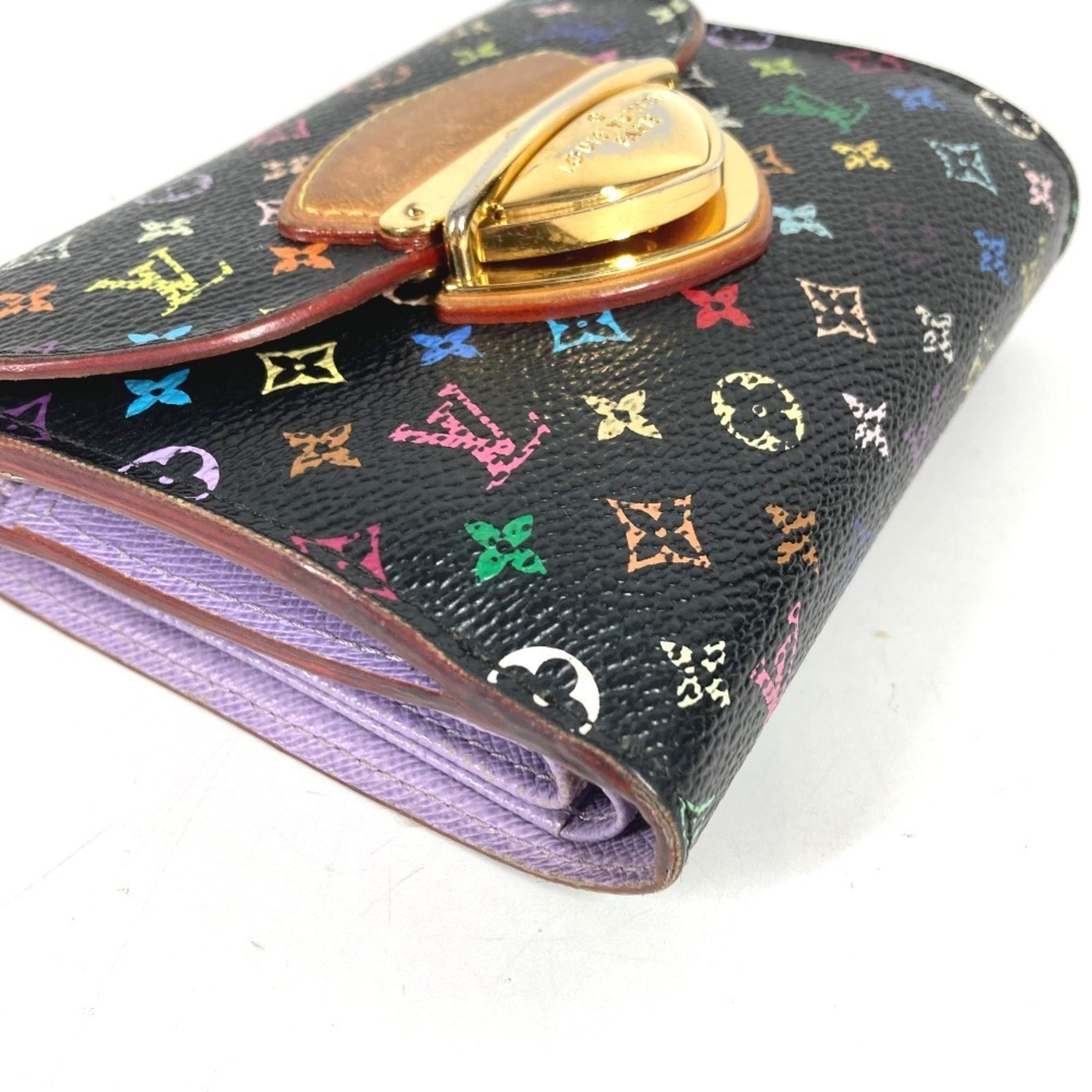 Louis Vuitton Black Multi-Color Purple Violet Monogram Multicolore Wallet (Tri-Fold) (Pre-Owned)