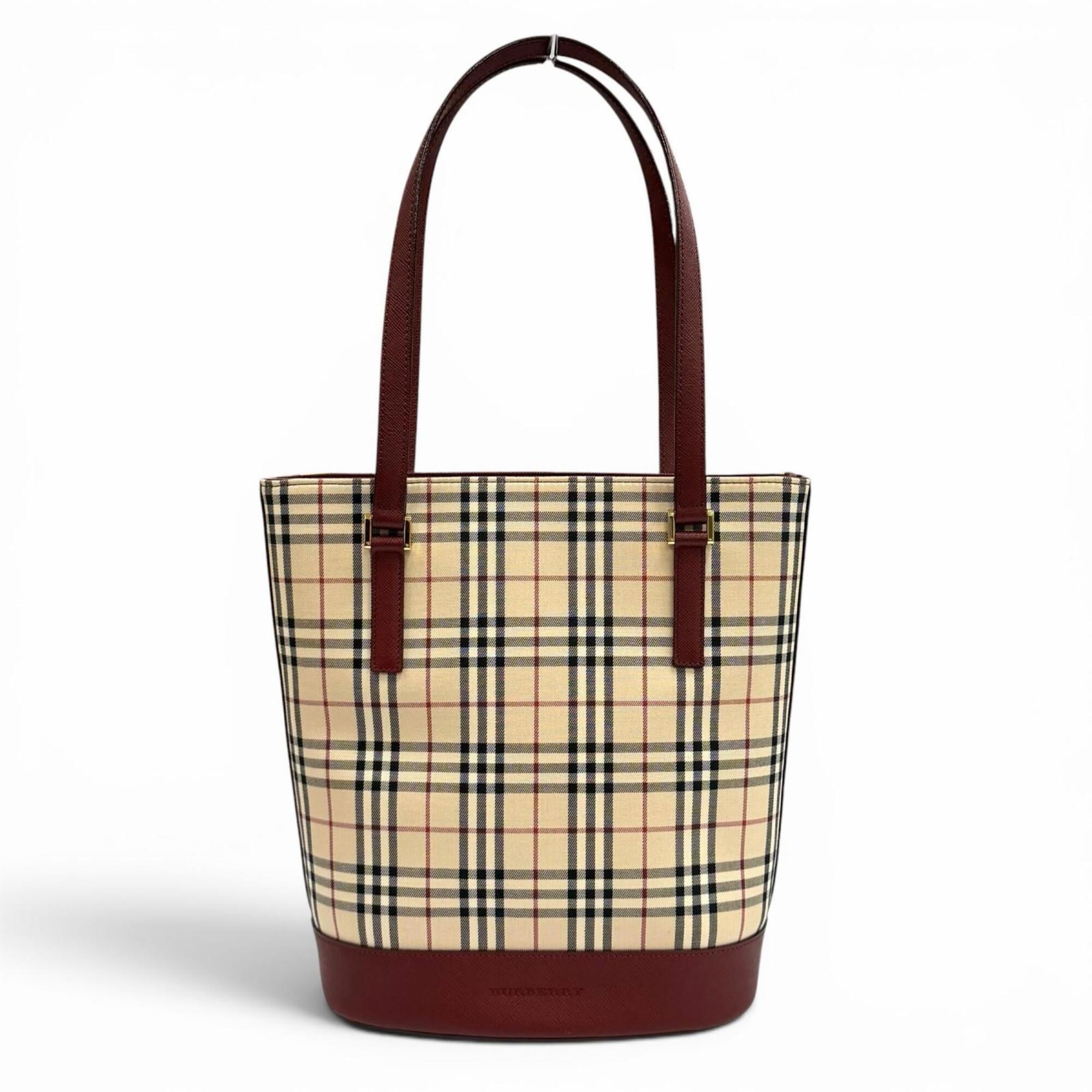 Burberry Beige Bordeaux Leather Tote Bag (Pre-Owned)