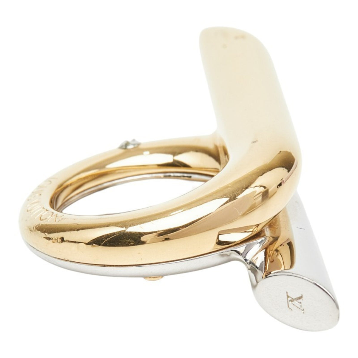 Louis Vuitton Gold Silver Metal Band Ring (Pre-Owned)