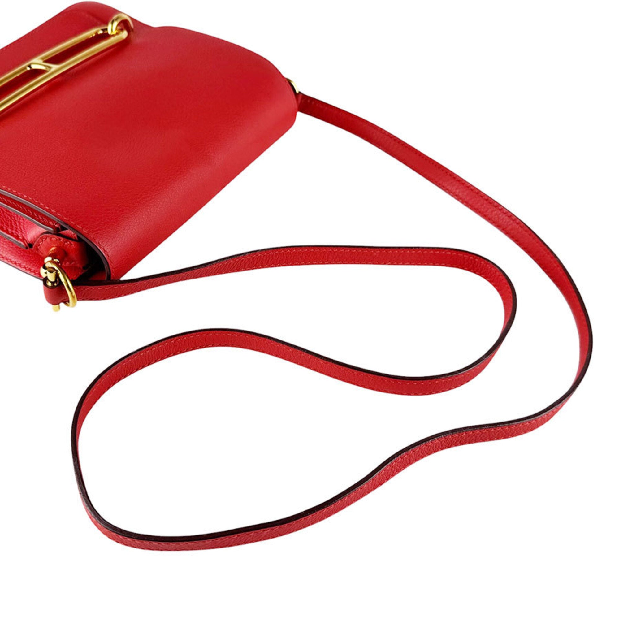 Hermes Red Color Evercalf Leather Shoulder Bag (Pre-Owned)