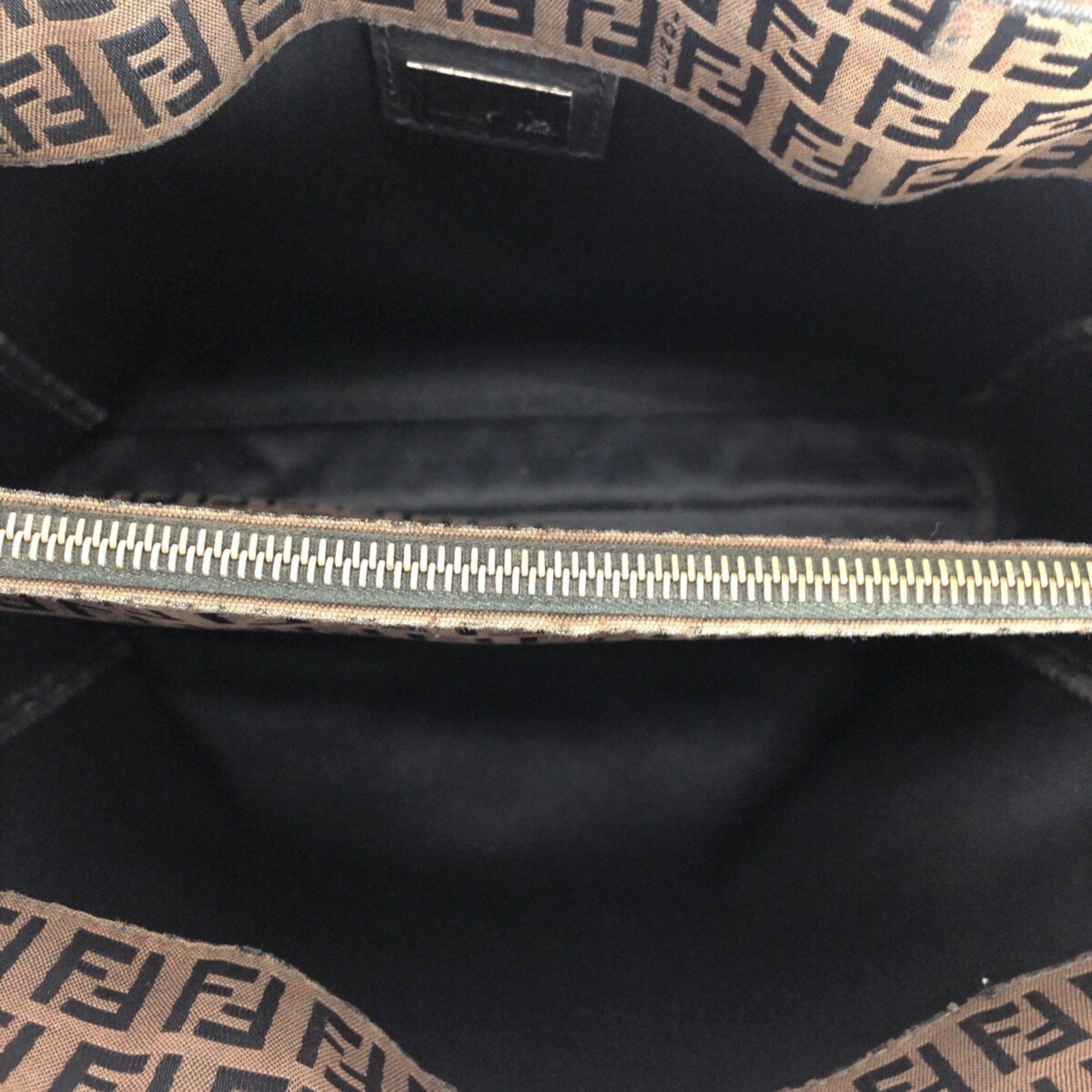 Fendi Brown Canvas Leather Handbag Tote Bag (Pre-Owned)