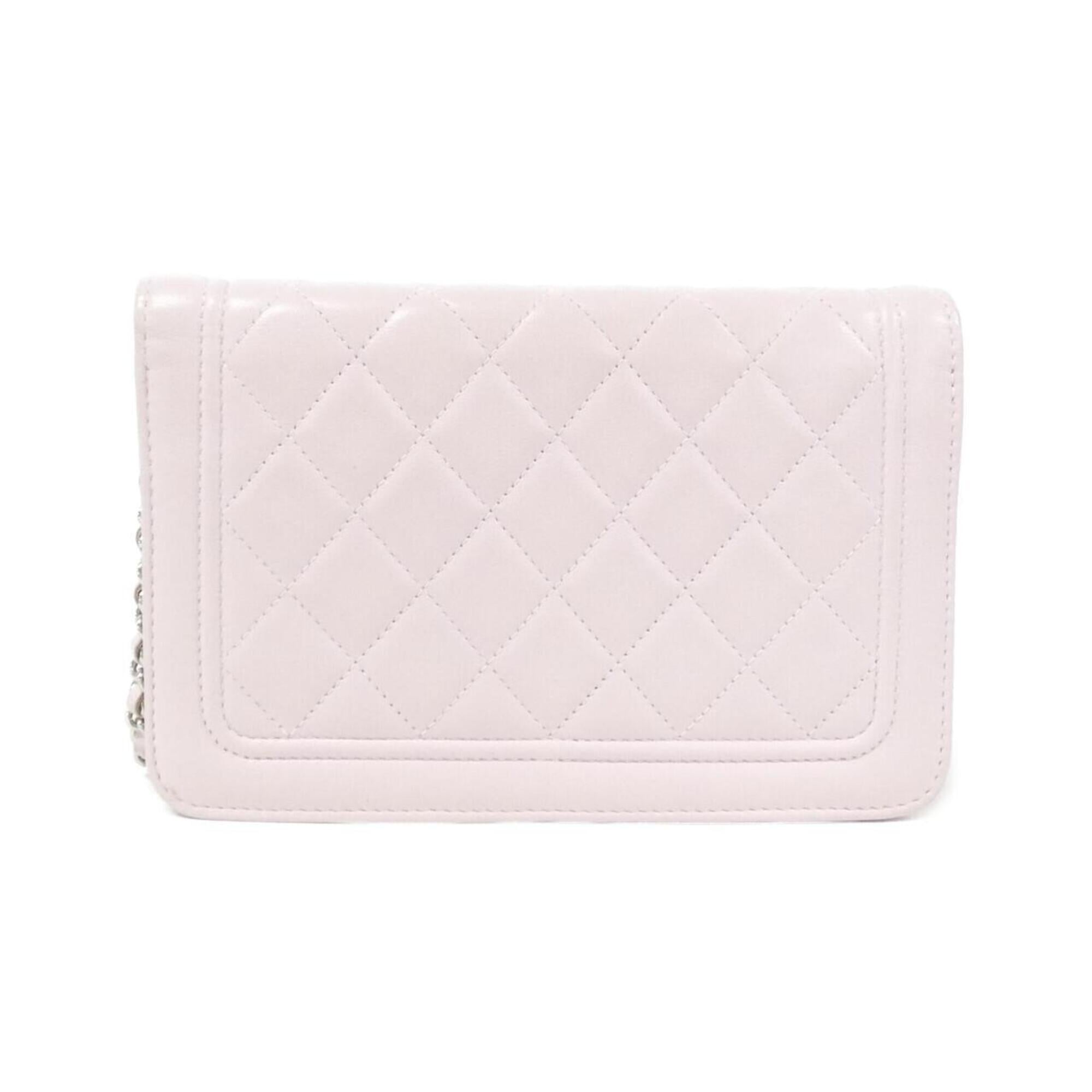 Chanel Pink Leather Chain/Shoulder Wallet (Pre-Owned)