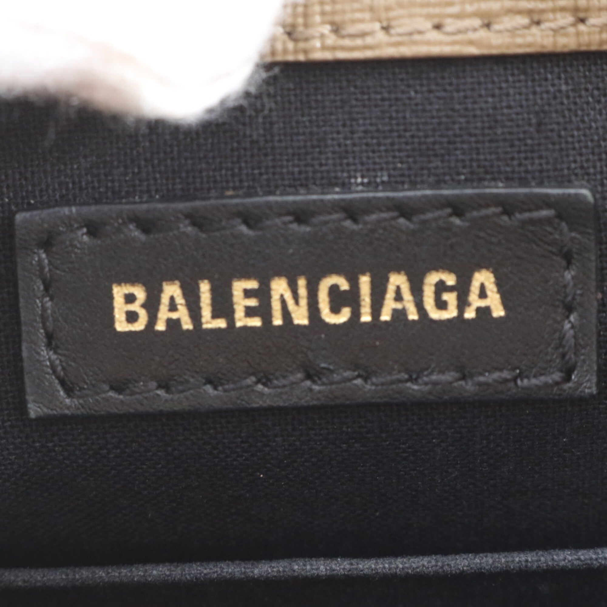 Balenciaga Brown Leather Coated Canvas Shopping Bag Shoulder Bag (Pre-Owned)