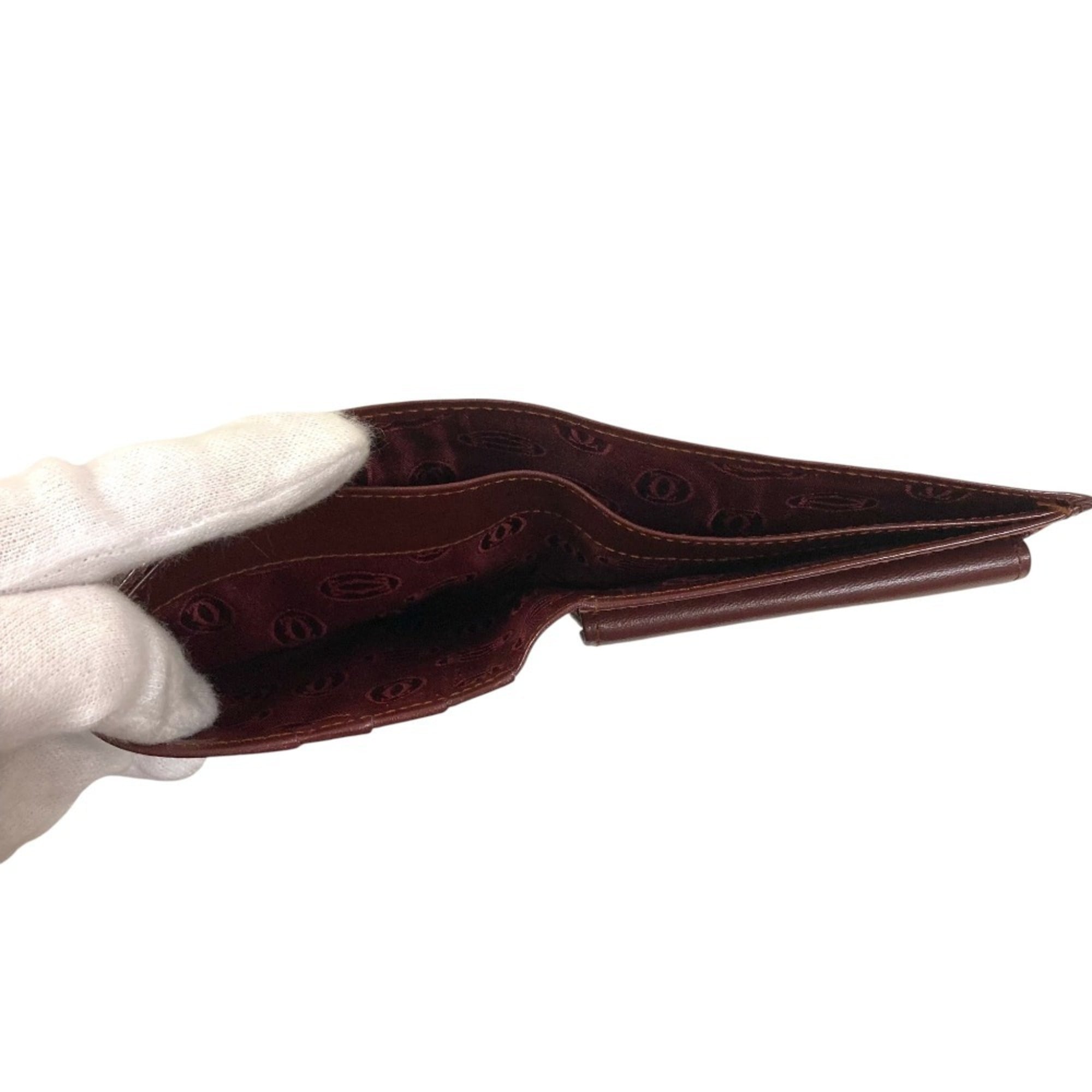 Cartier Must Bordeaux Leather Wallet (Bi-Fold) (Pre-Owned)