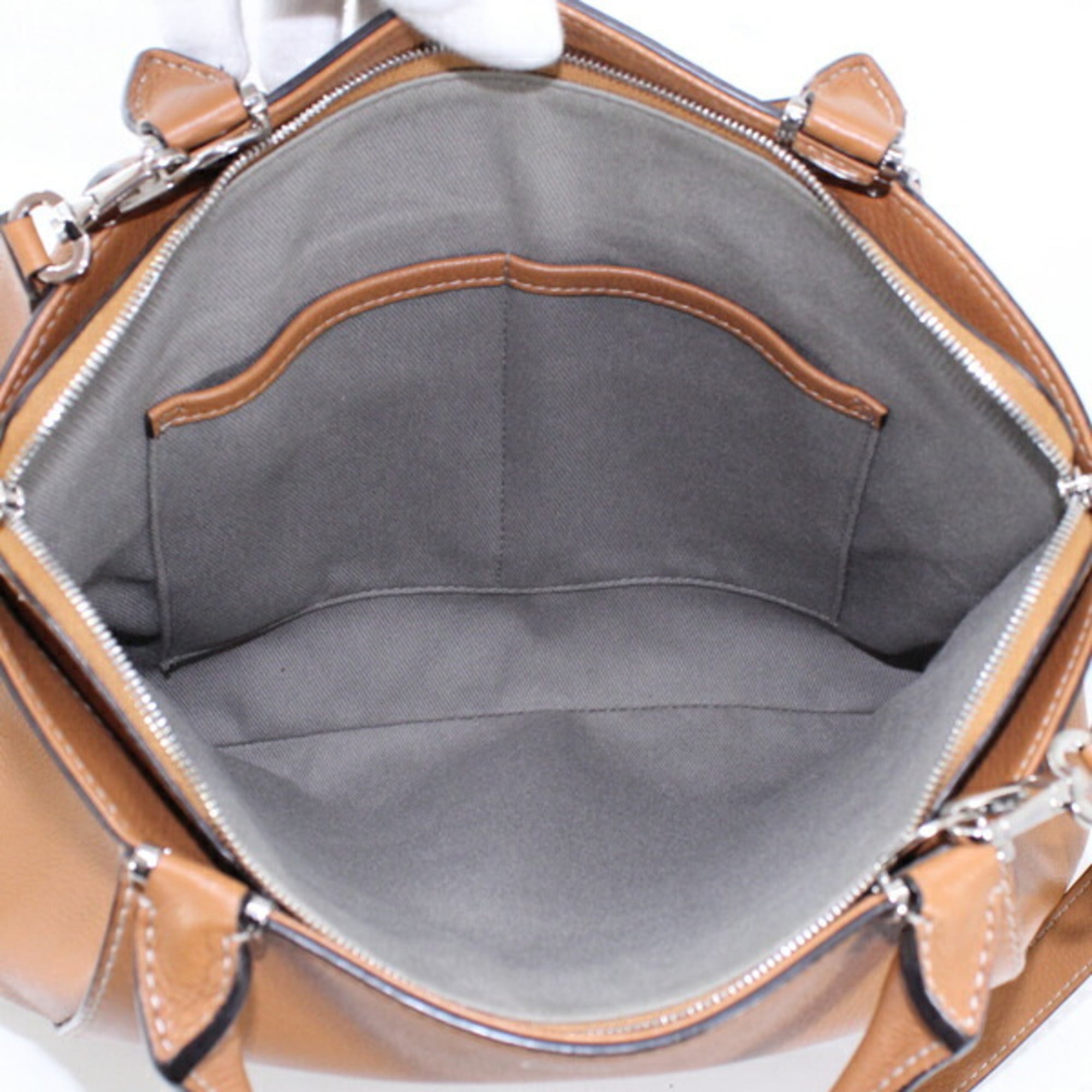 Cartier Light Brown Leather Handbag Shoulder Bag (Pre-Owned)