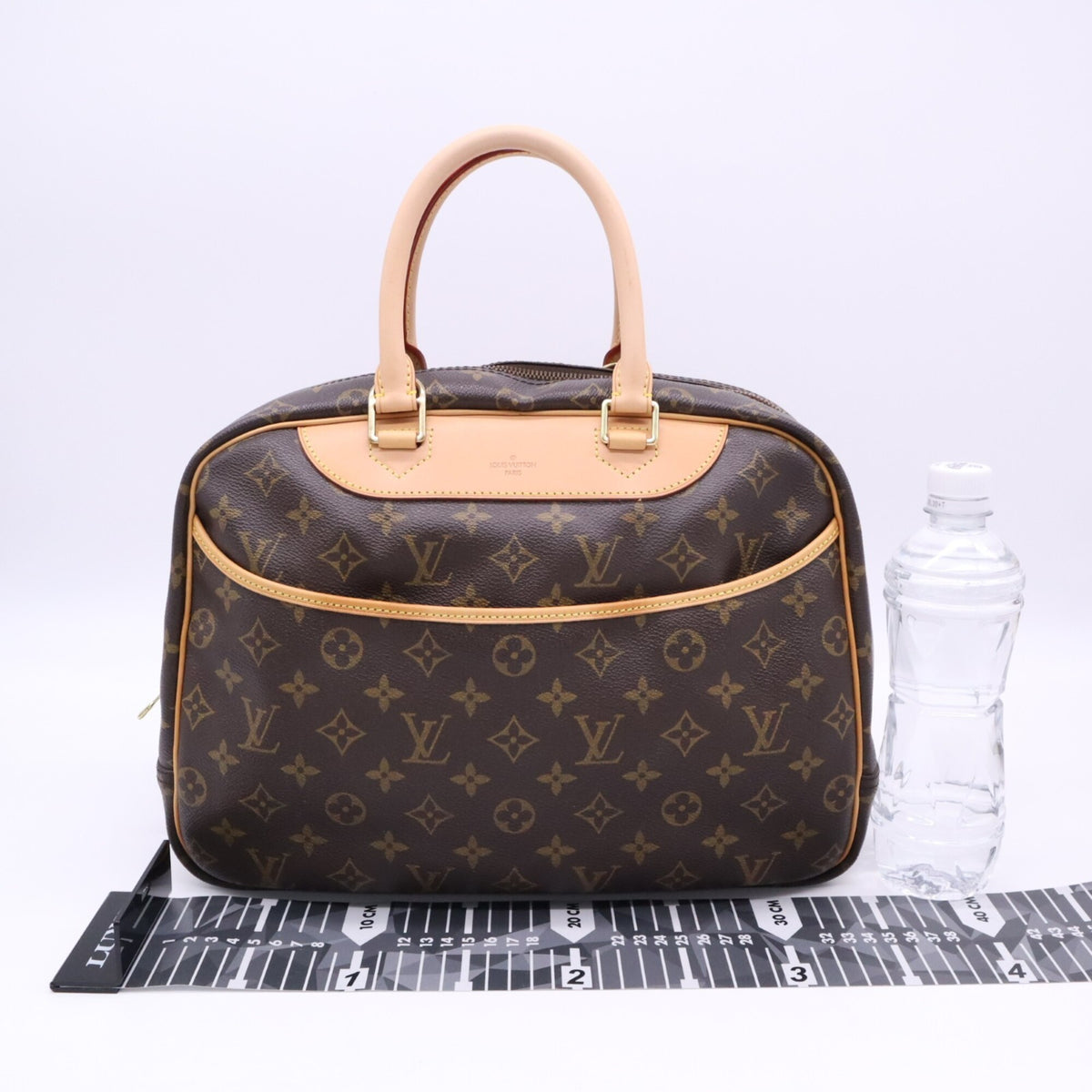 Louis Vuitton Beige Brown Coated Canvas Leather Handbag (Pre-Owned)