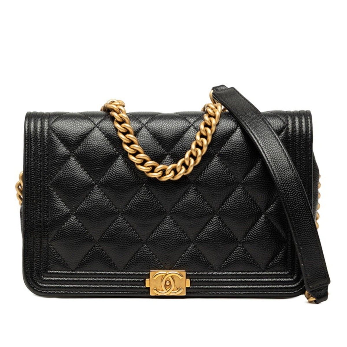 Chanel Black Grained Calfskin Shoulder Bag (Pre-Owned)