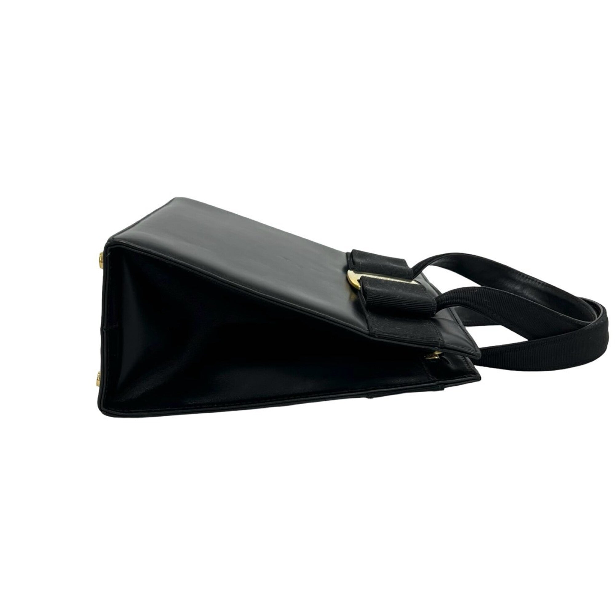 Salvatore Ferragamo Black Leather Handbag Shoulder Bag (Pre-Owned)