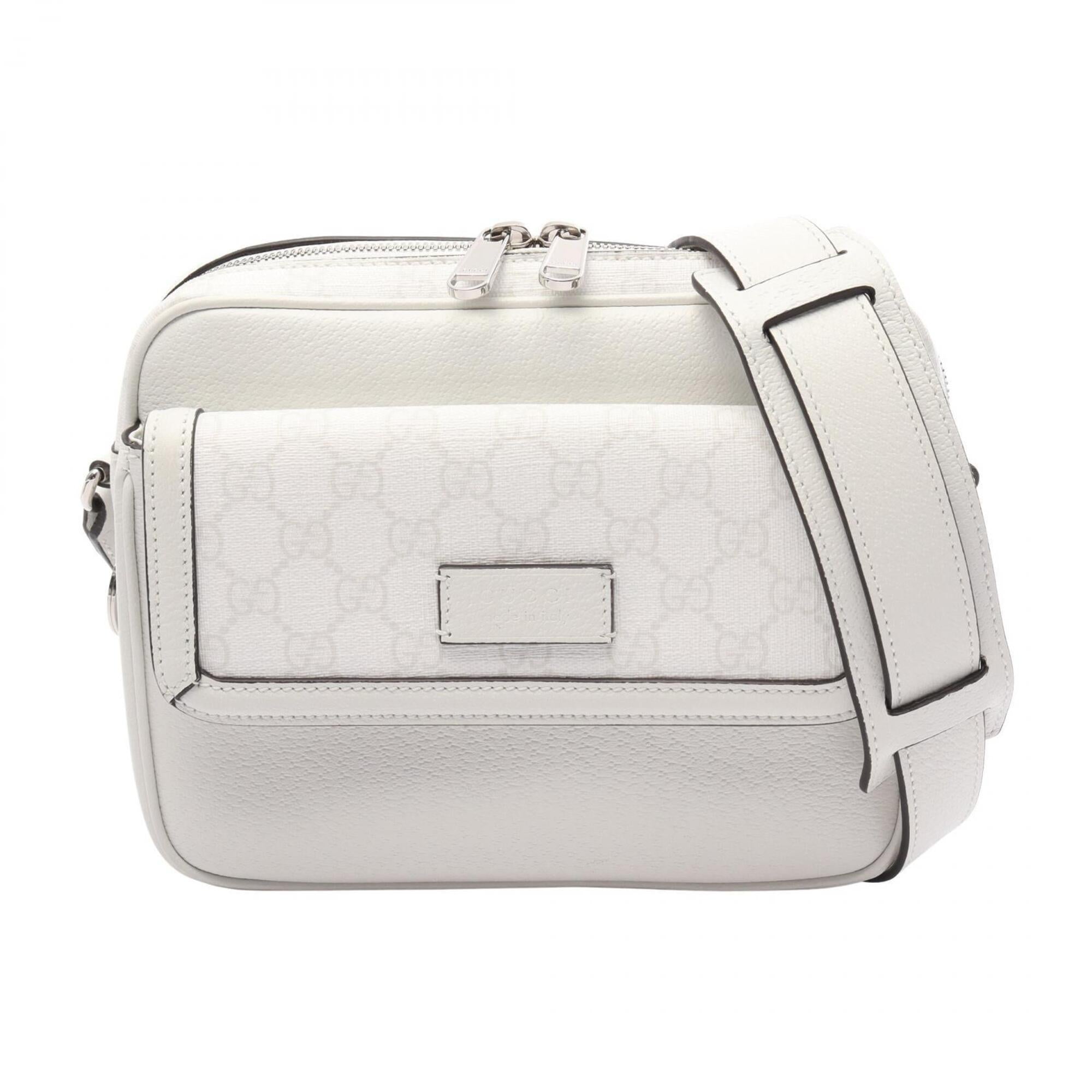 Gucci White Gg Supreme Leather Handbag Shoulder Bag (Pre-Owned)