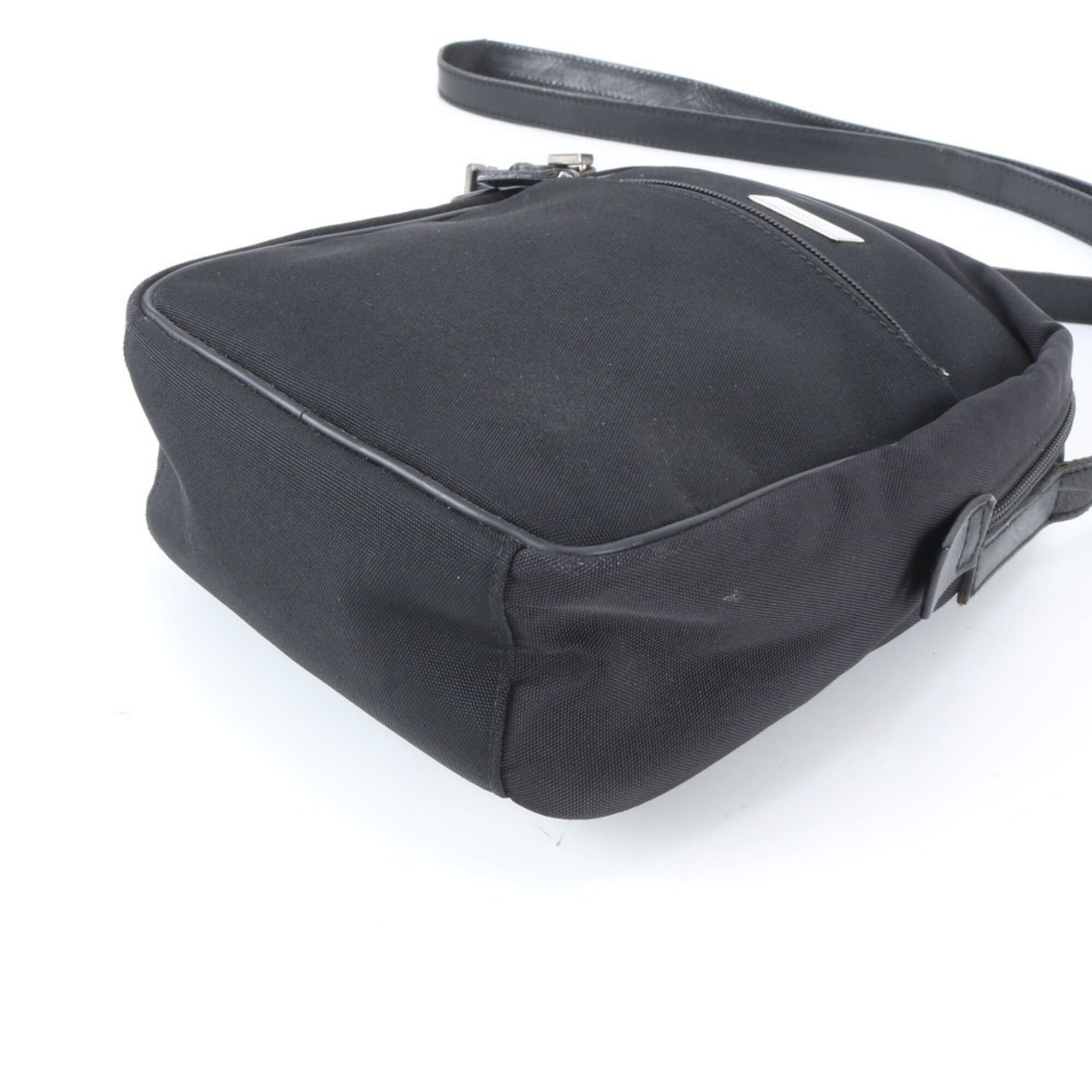 Gucci Black Leather Canvas Shoulder Bag (Pre-Owned)