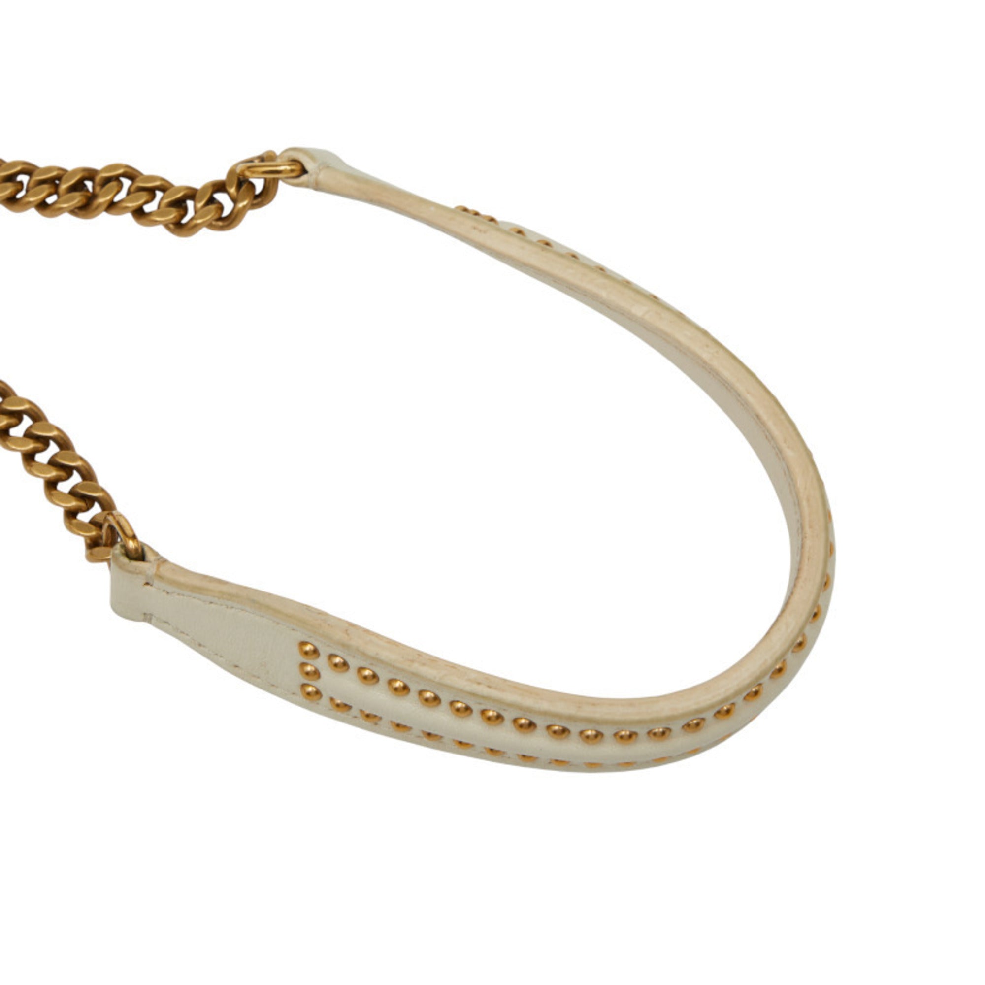 Christian Dior Gold Ivory White Leather Shoulder Bag (Pre-Owned)