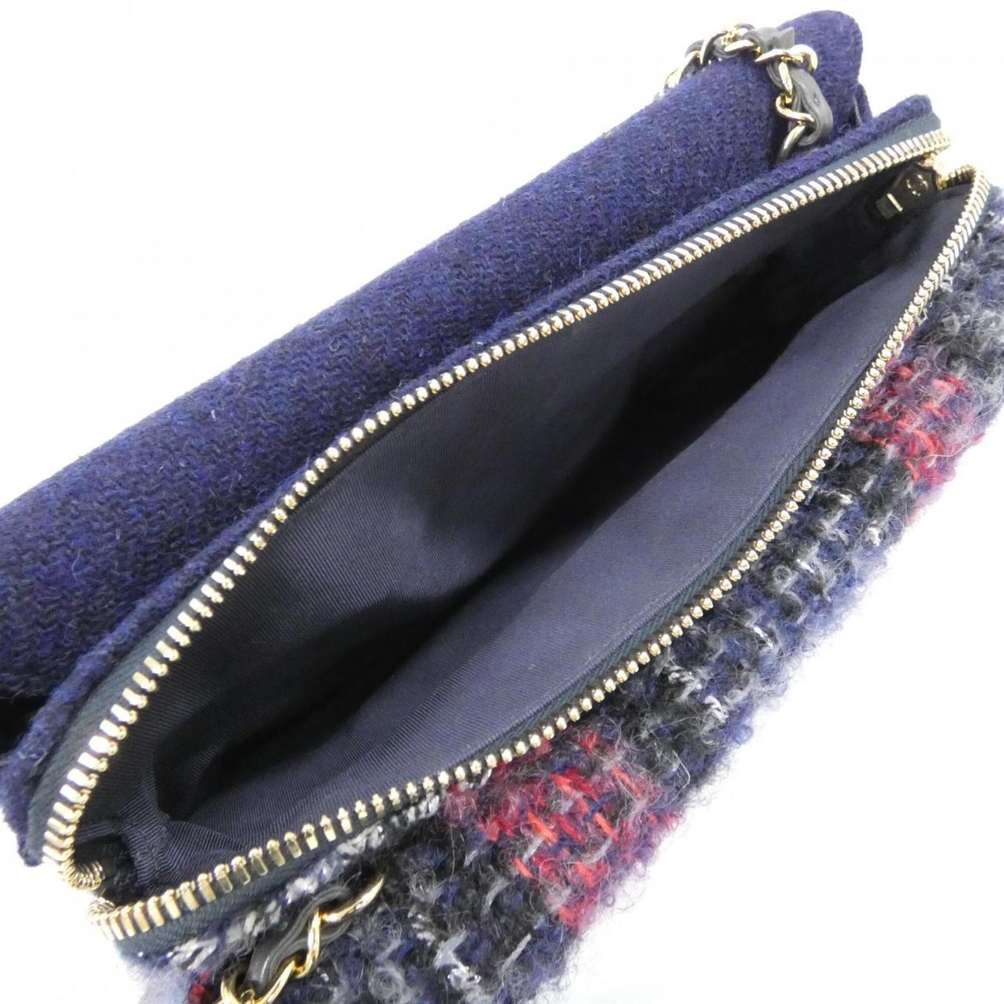 Chanel Multi-Color Navy Tweed Shoulder Bag (Pre-Owned)