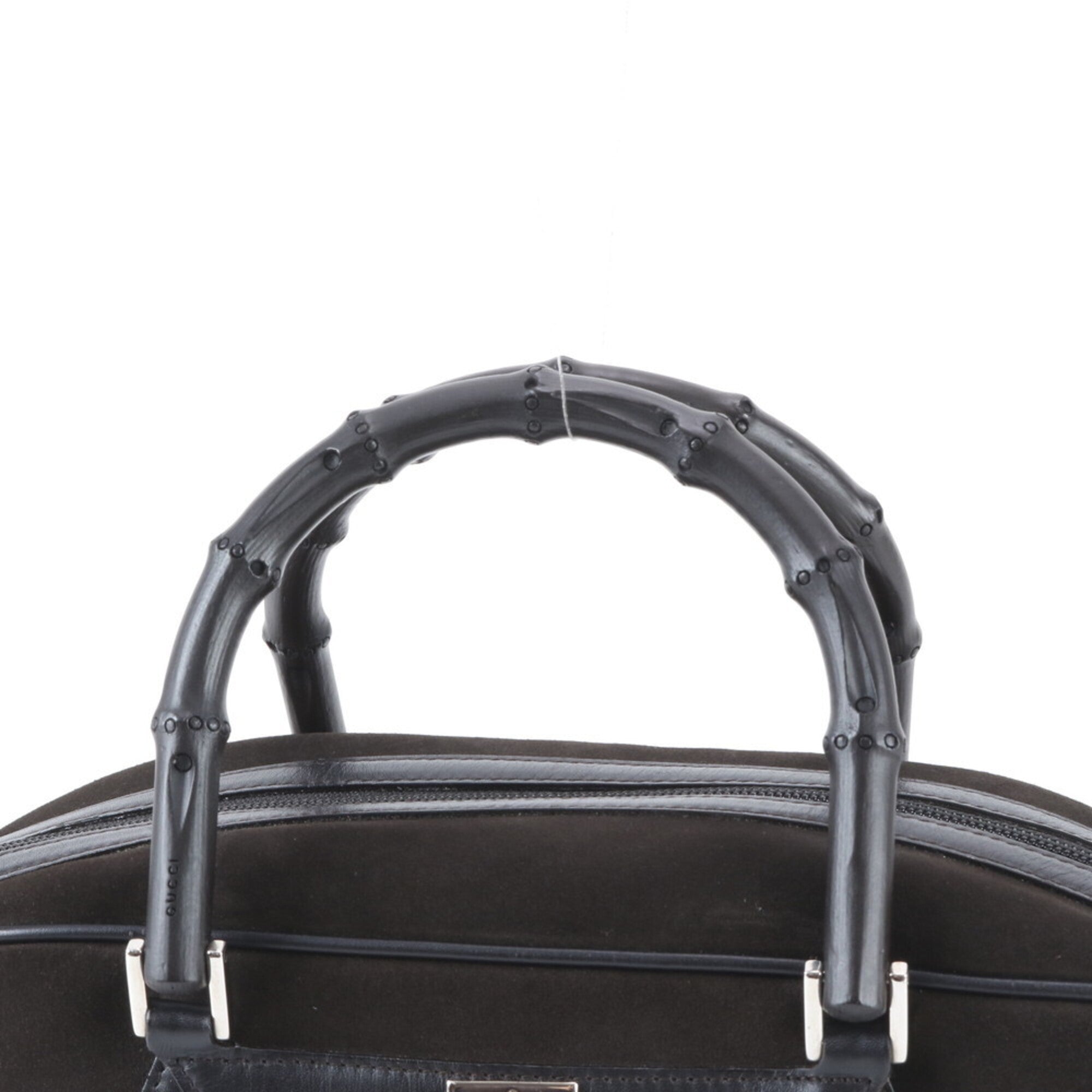 Gucci Bamboo Black Leather Handbag Tote Bag (Pre-Owned)