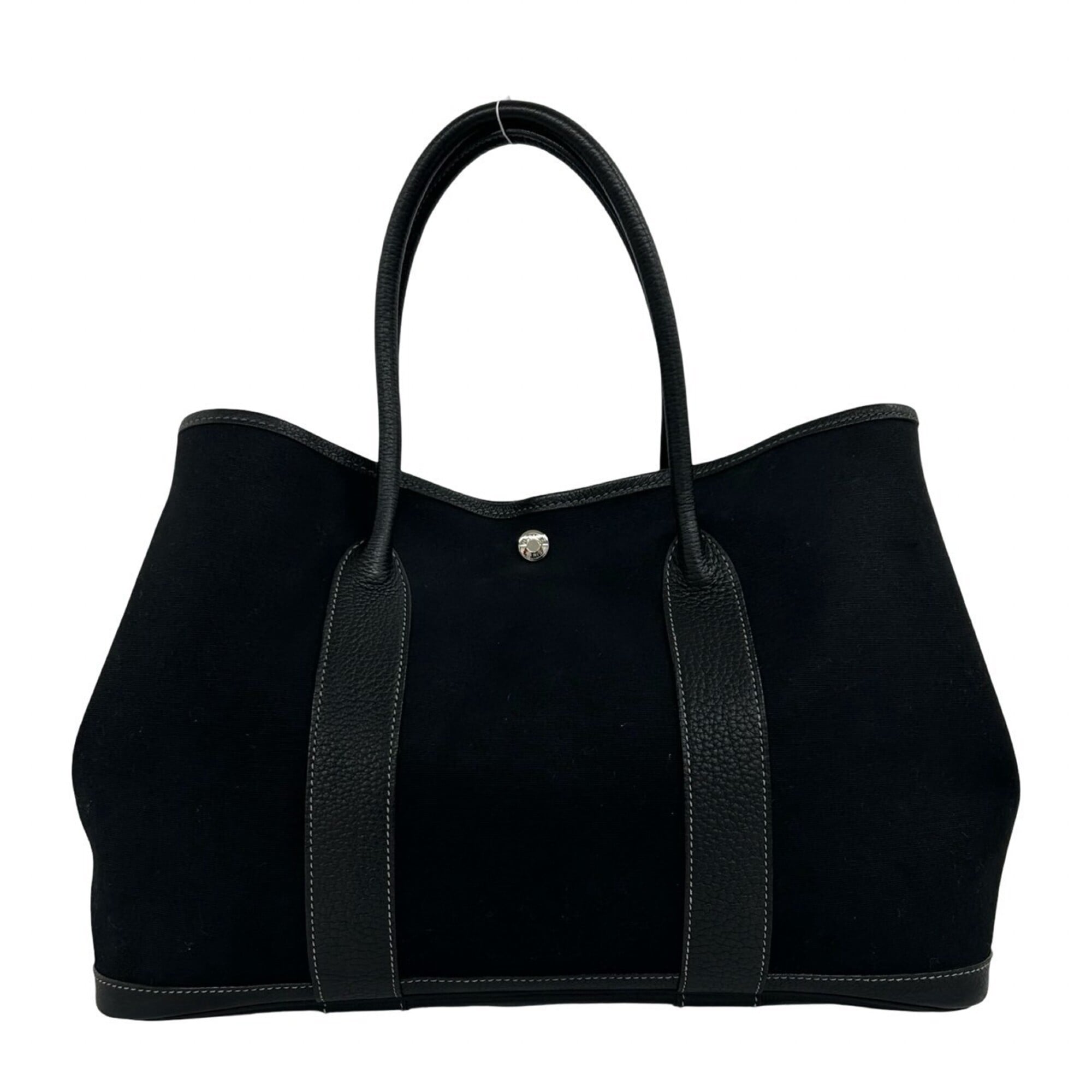Hermes Black Negonda Leather Toile Officier Handbag Tote Bag (Pre-Owned)