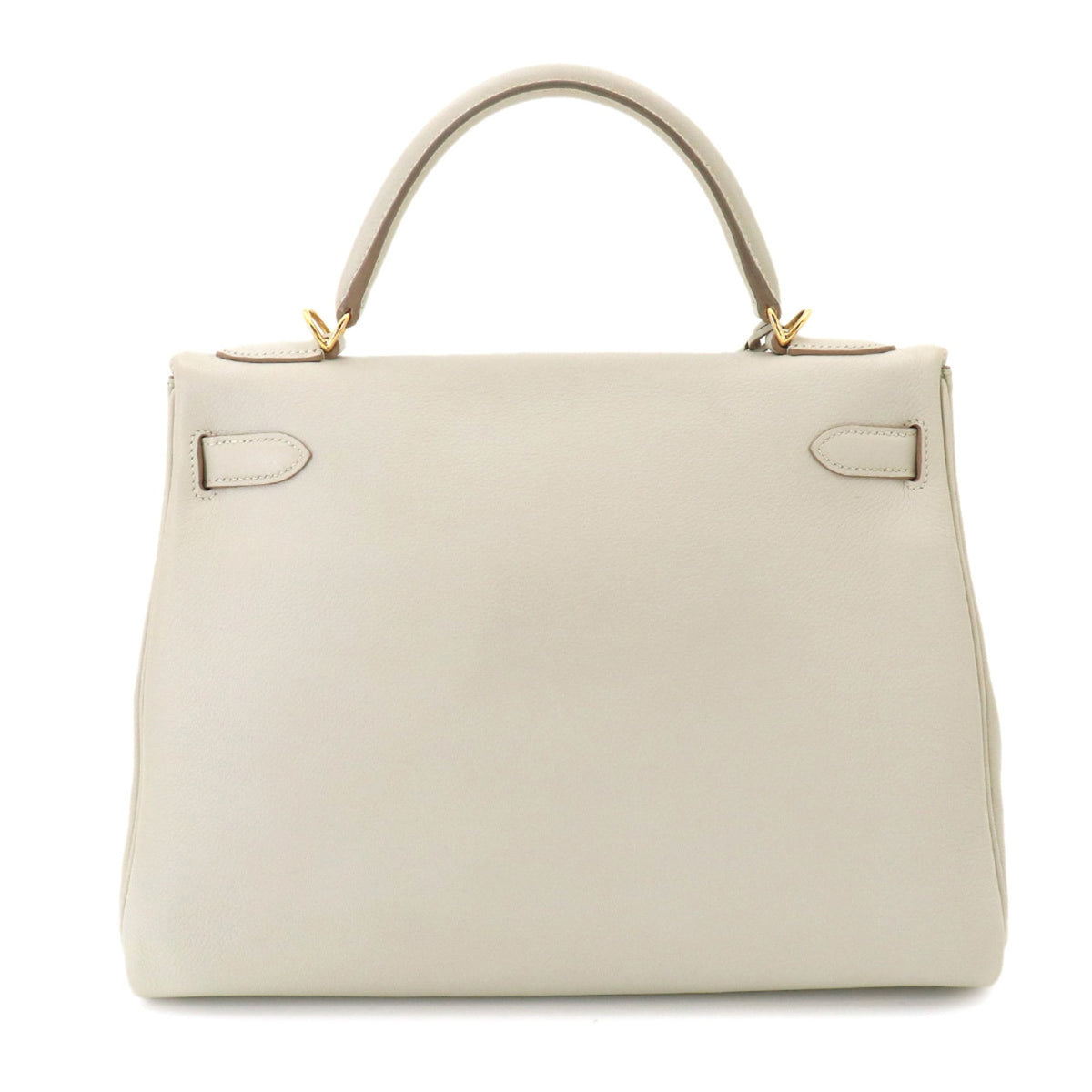 Hermes White Evercalf Leather Handbag Shoulder Bag (Pre-Owned)