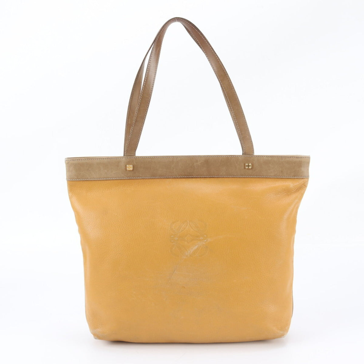 Loewe Brown Orange Leather Handbag Shoulder Bag Tote Bag (Pre-Owned)