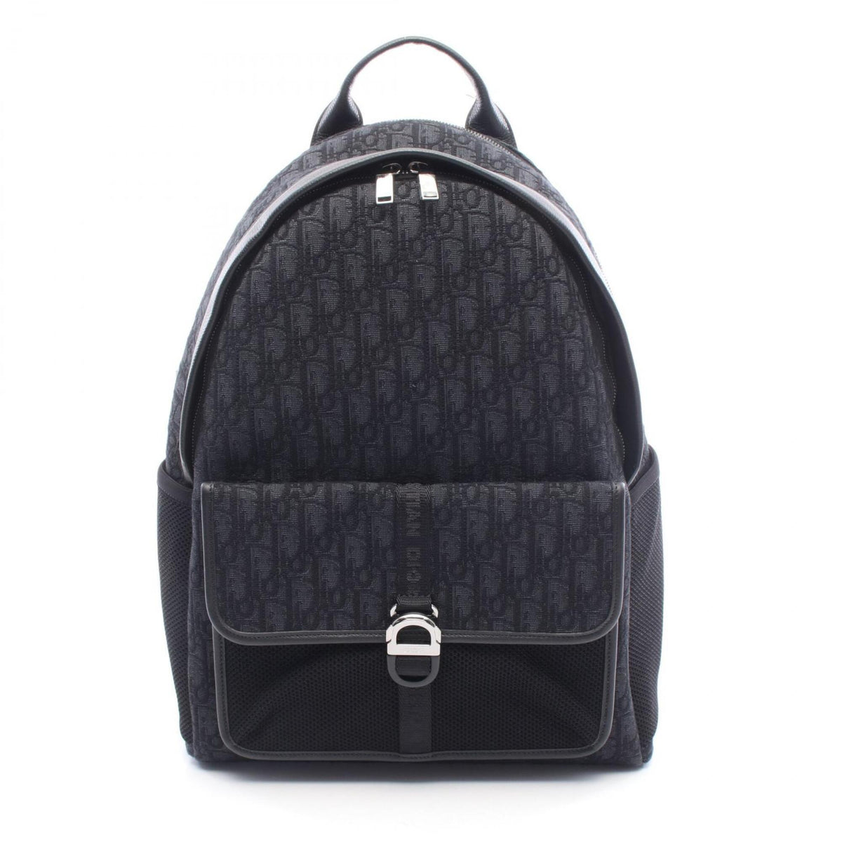 Christian Dior Black Gray Canvas Leather Backpack (Pre-Owned)