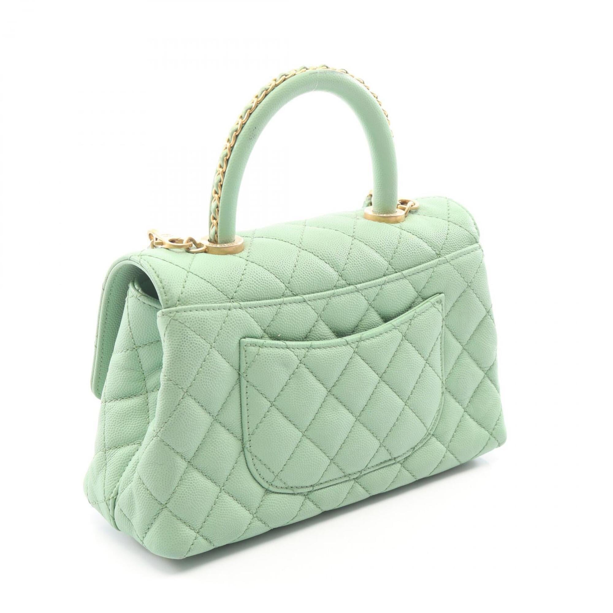 Chanel Green Grained Calfskin Handbag (Pre-Owned)